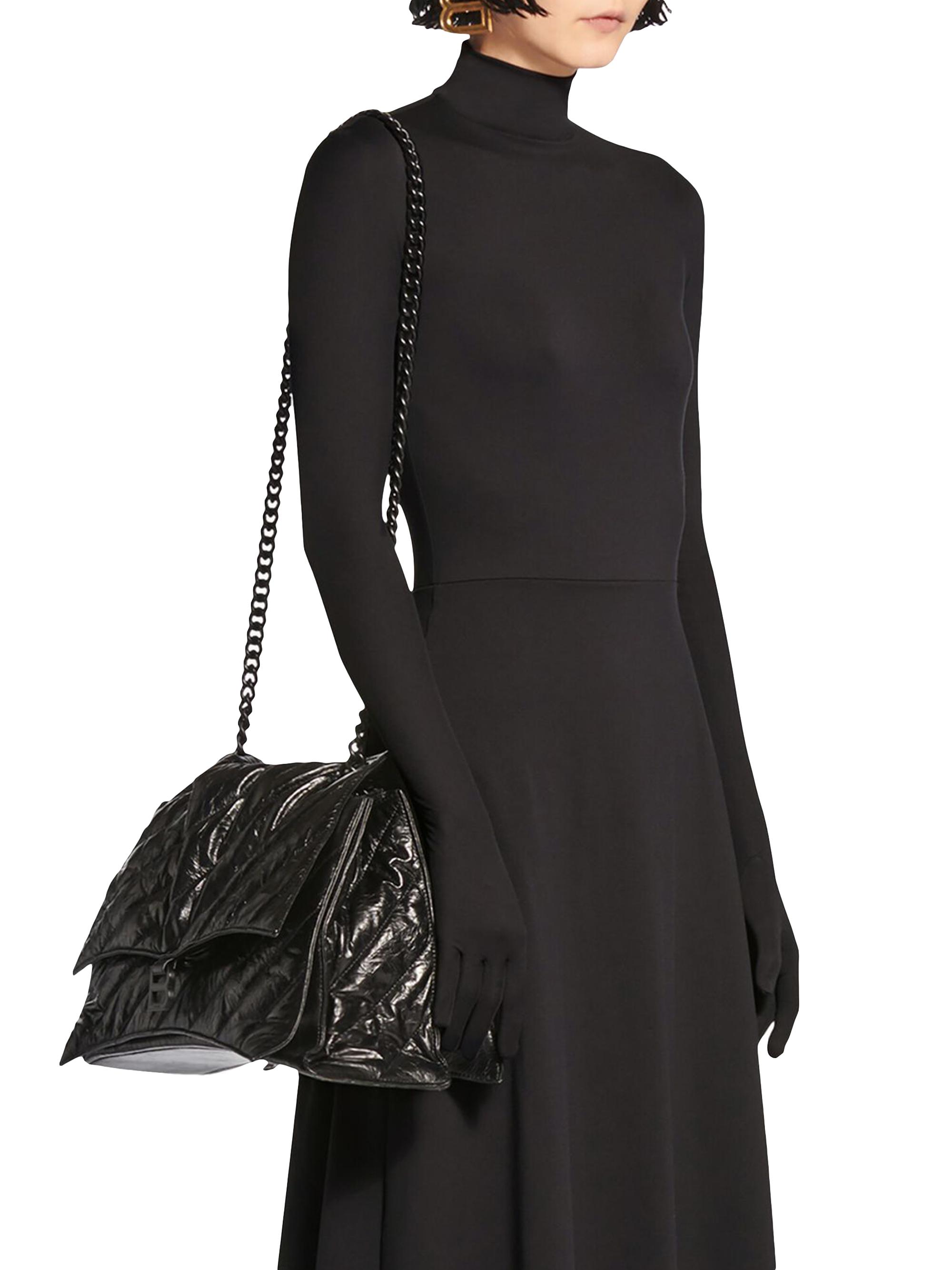 Balenciaga Women's Crush  Chain Bag Quilted - Black