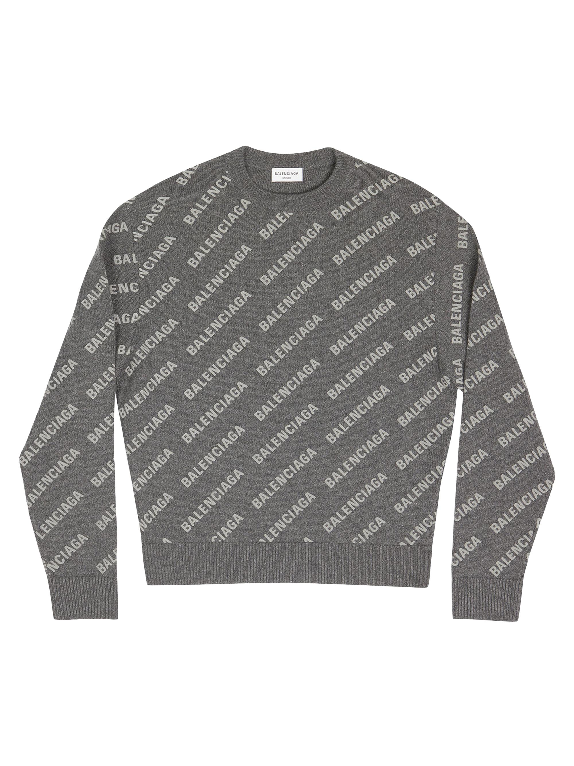 Balenciaga Women's Mini Allover Logo Sweater - Grey