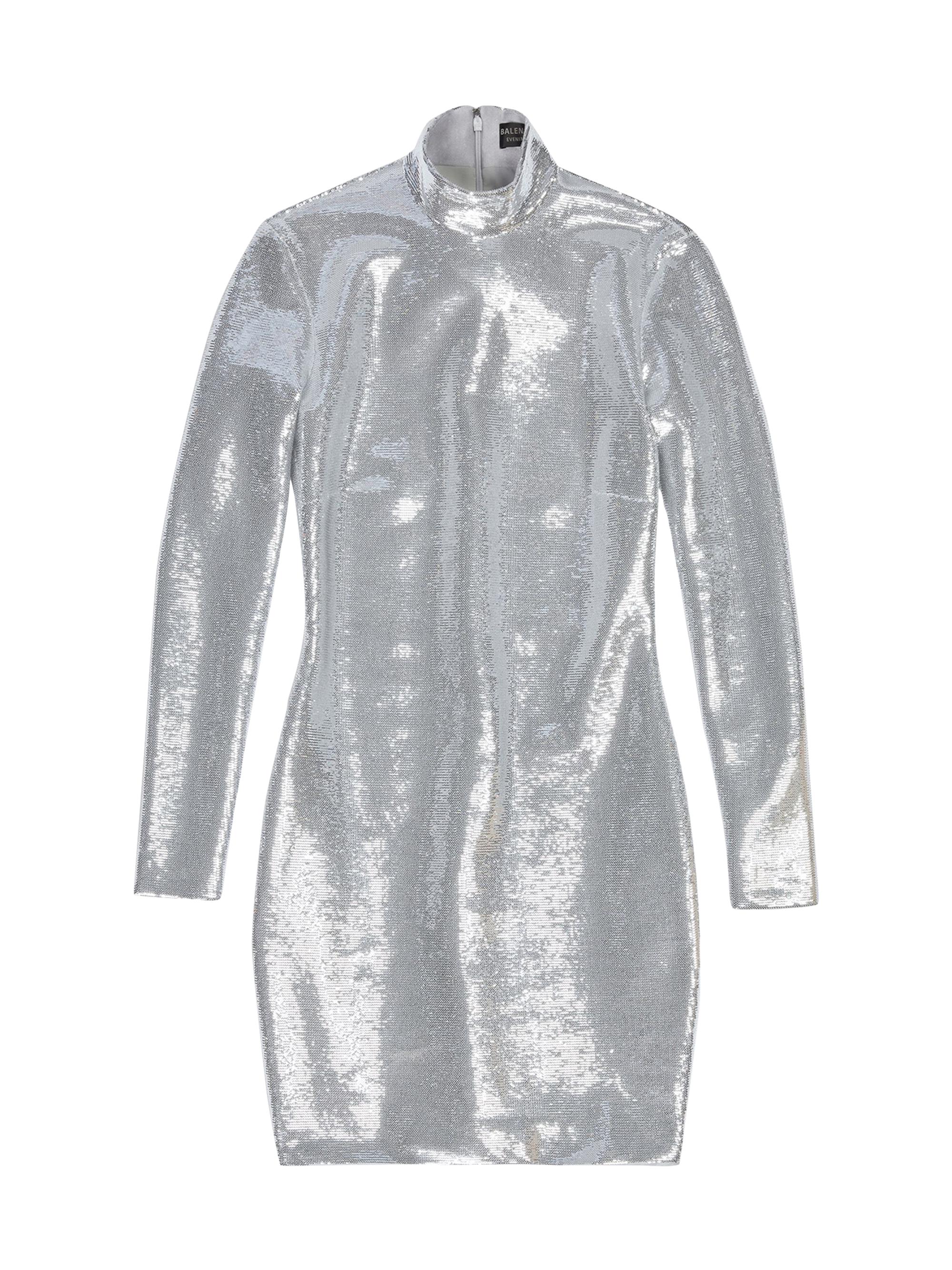 Balenciaga Women's Turtleneck Dress - Silver