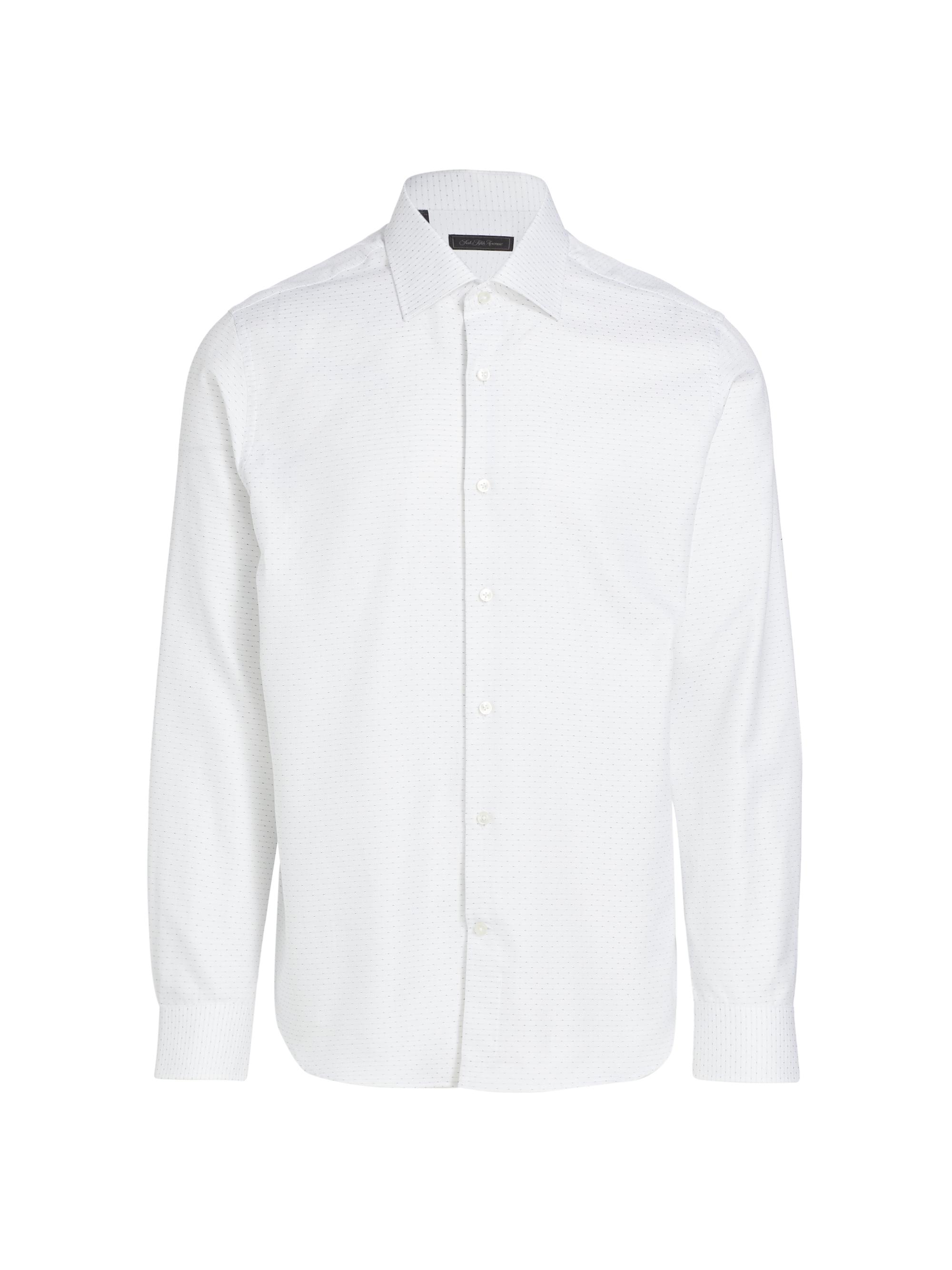 Saks Fifth Avenue Men's Diamond Dash Button-Front Shirt - White