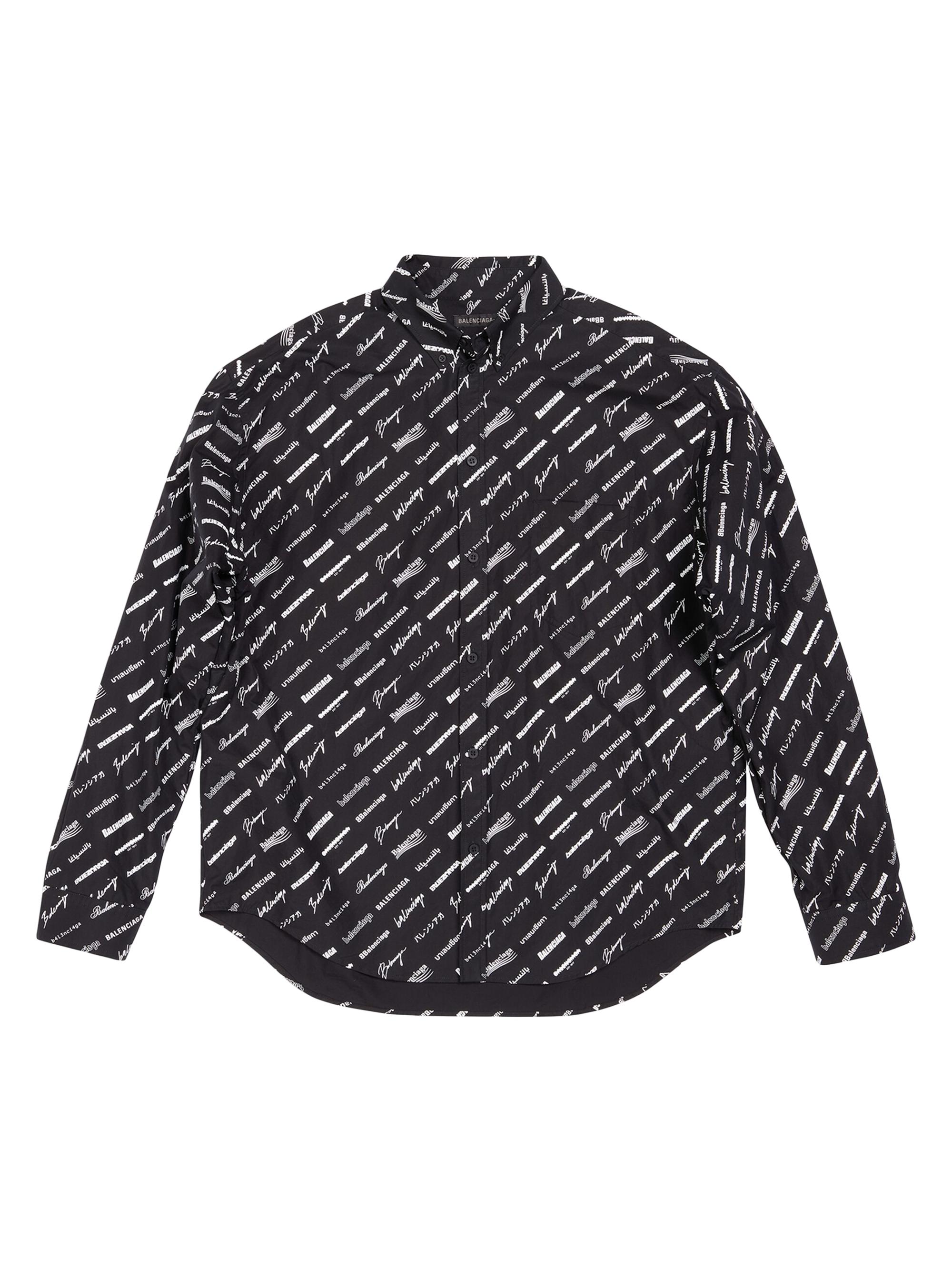 Balenciaga Men's Logomania All Over Shirt - Black