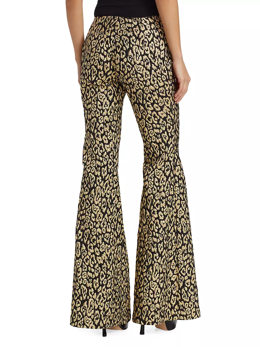 Leopard Jacquard Flare Pants