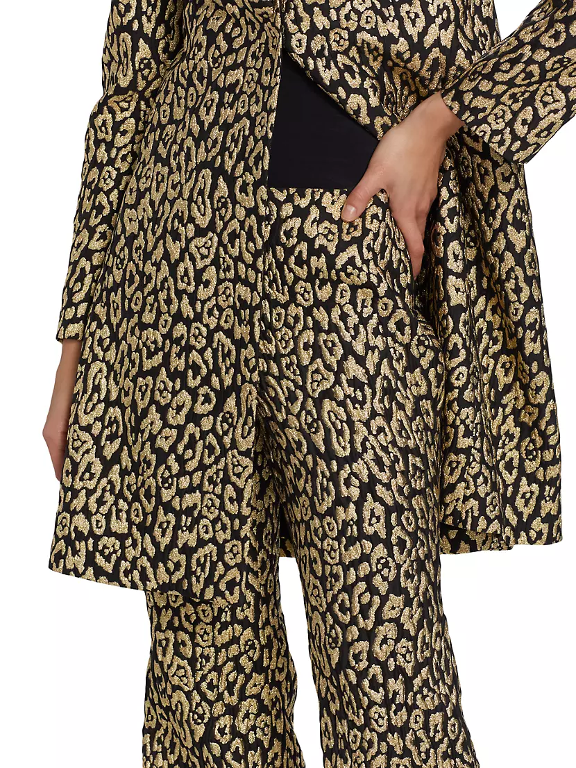 Shop Carolina Herrera Leopard Jacquard Flare Pants | Saks Fifth Avenue
