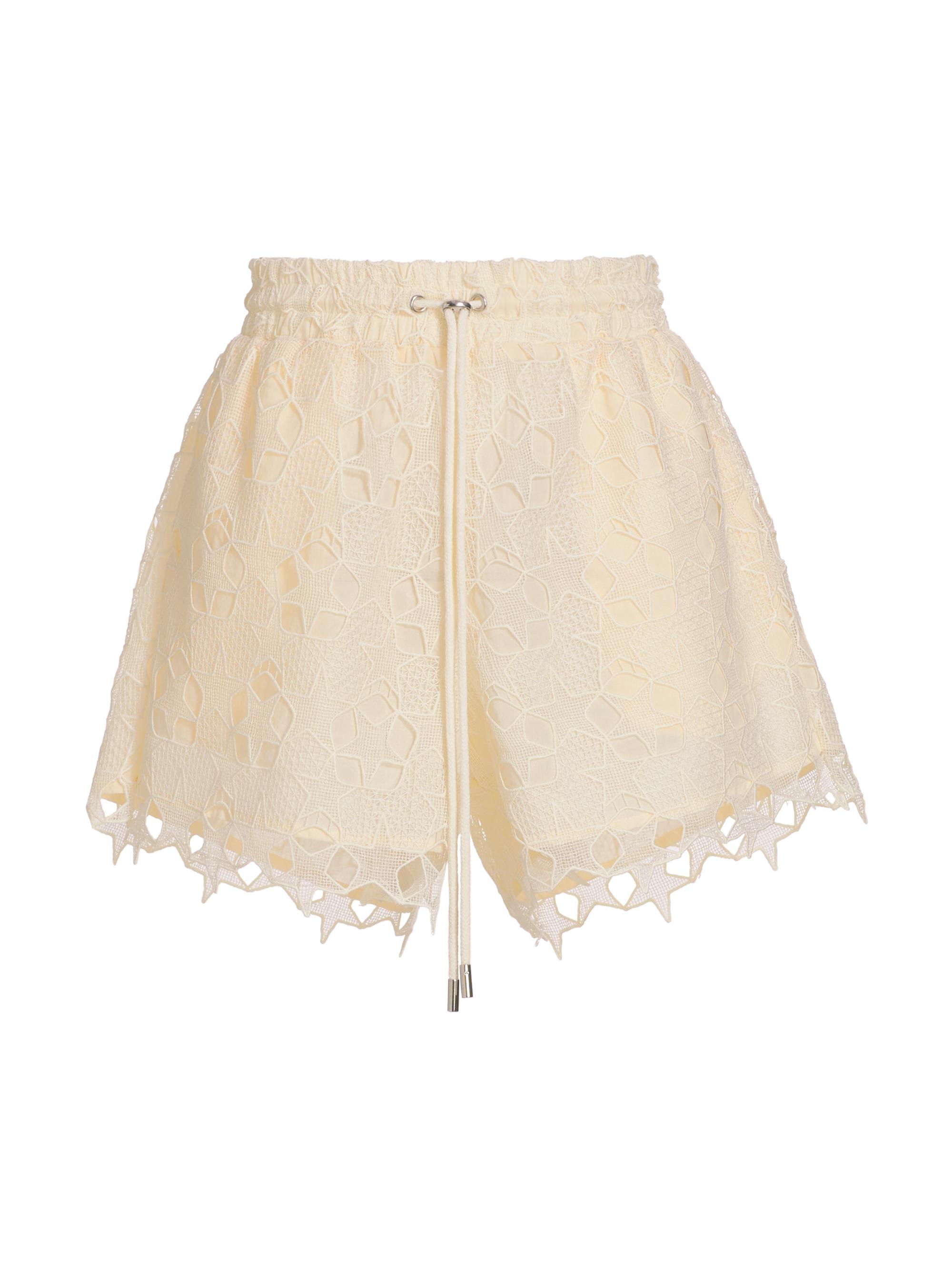 7 For All Mankind Women's Star Lace Drawstring Shorts - Antique White