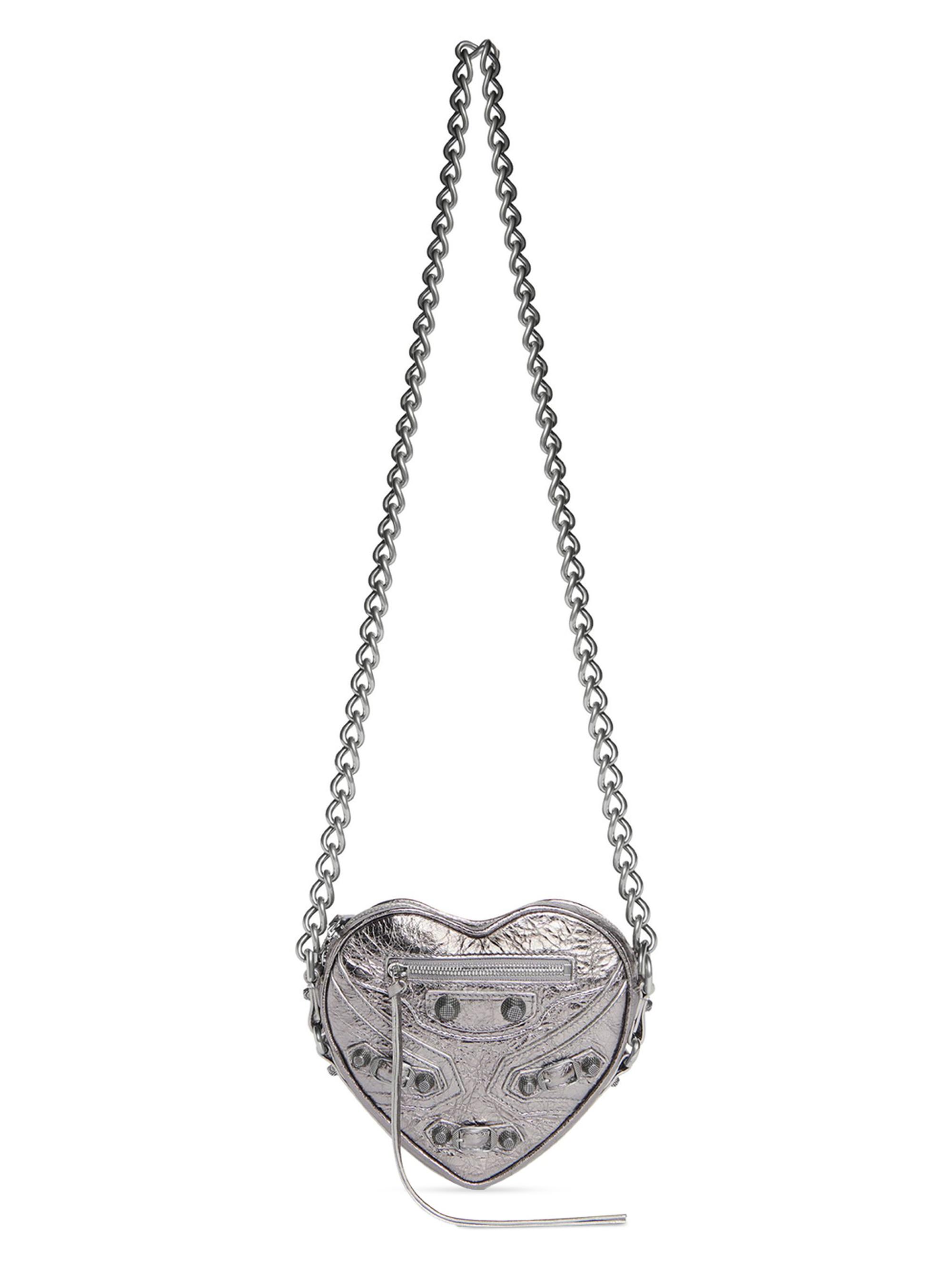 Balenciaga Women's Le Cagole Heart Mini Bag Metallized - Silver