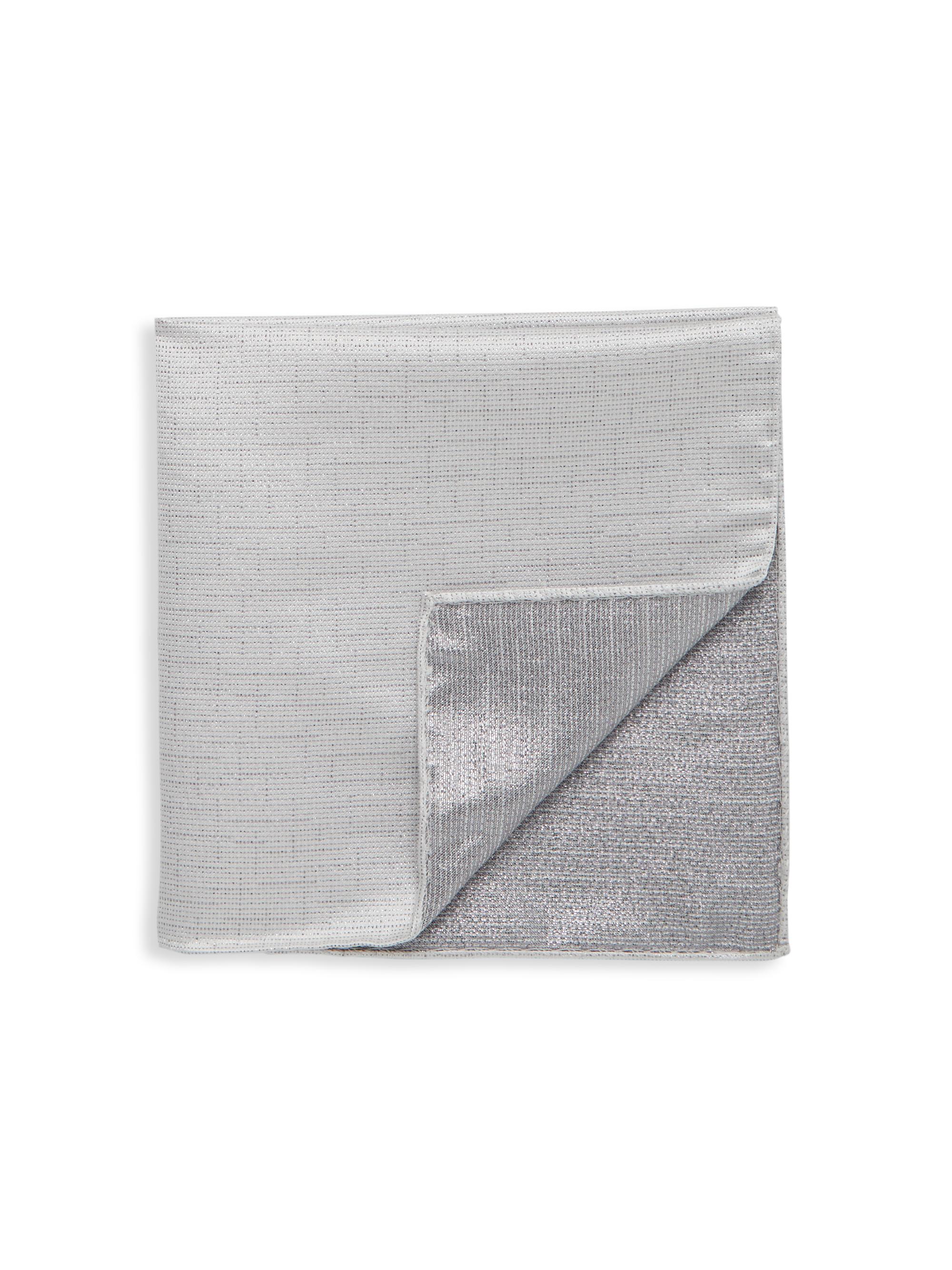 Saks Fifth Avenue Men's COLLECTION Sparkle Weave Pocket Square - Mirage Grey