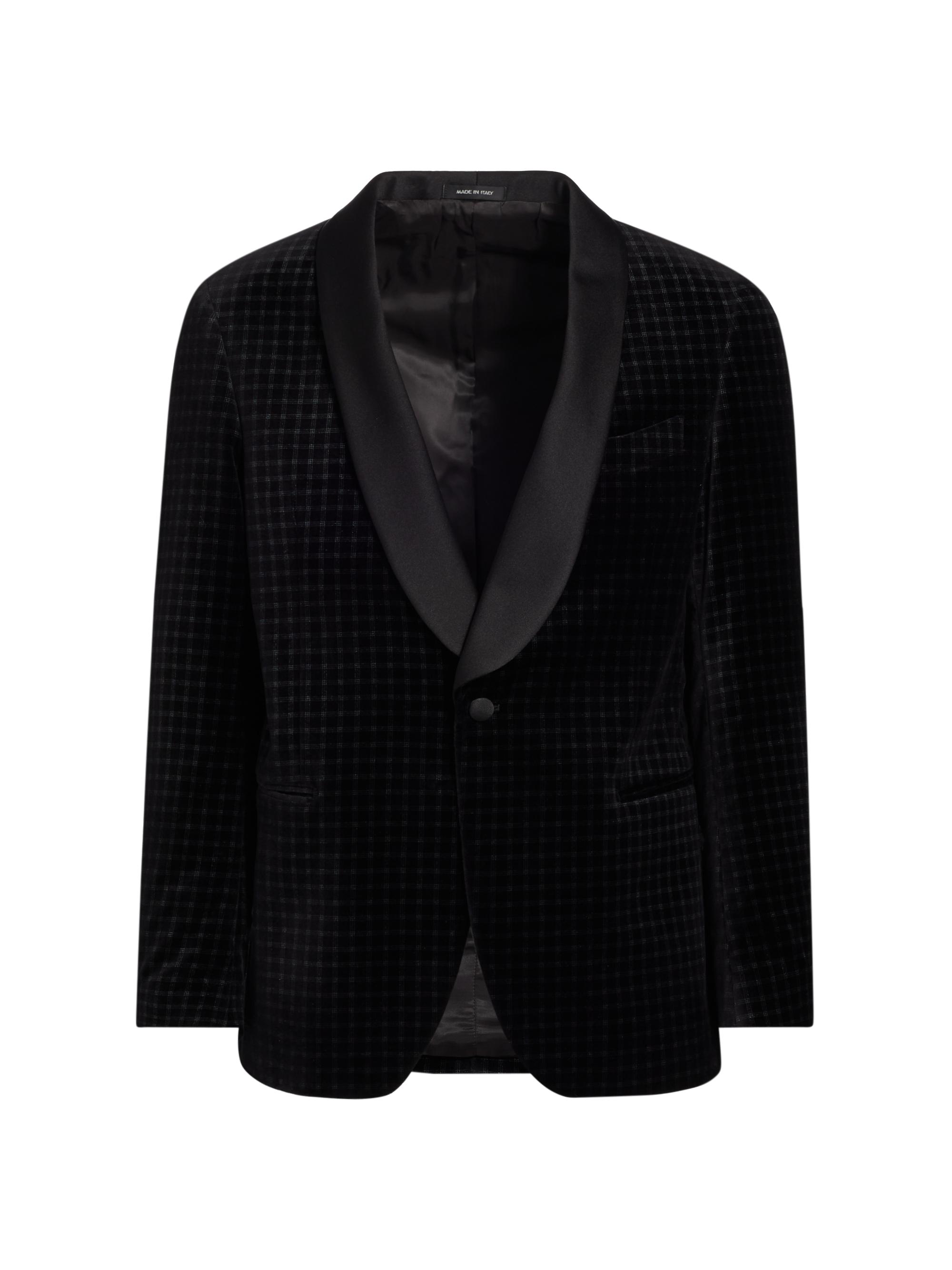 Saks Fifth Avenue Men's COLLECTION Grid Velvet One-Button Suit Jacket - Moonless