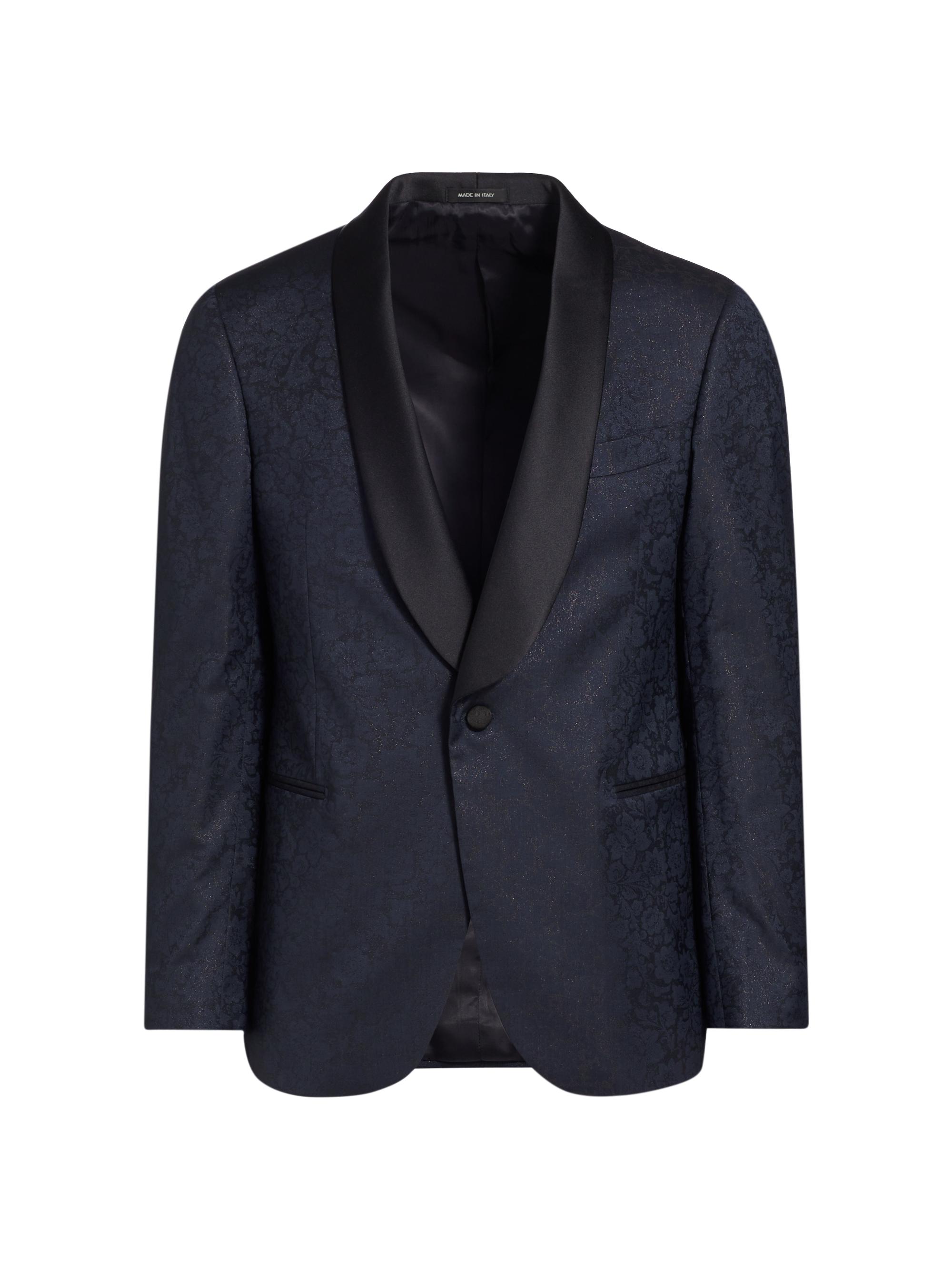 Saks Fifth Avenue Men's COLLECTION Sparkle Floral Wool-Blend One-Button Suit Jacket - Navy