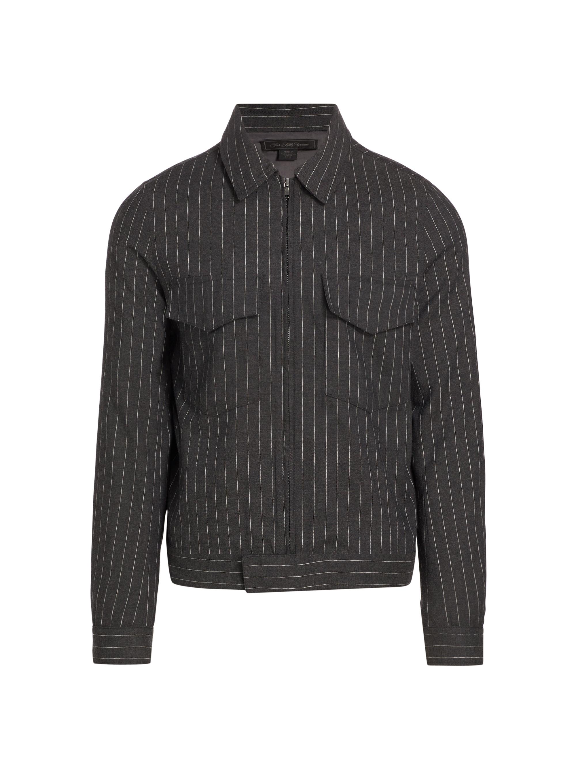 Saks Fifth Avenue Men's COLLECTION Pinstriped Shirt Jacket - Gunmetal