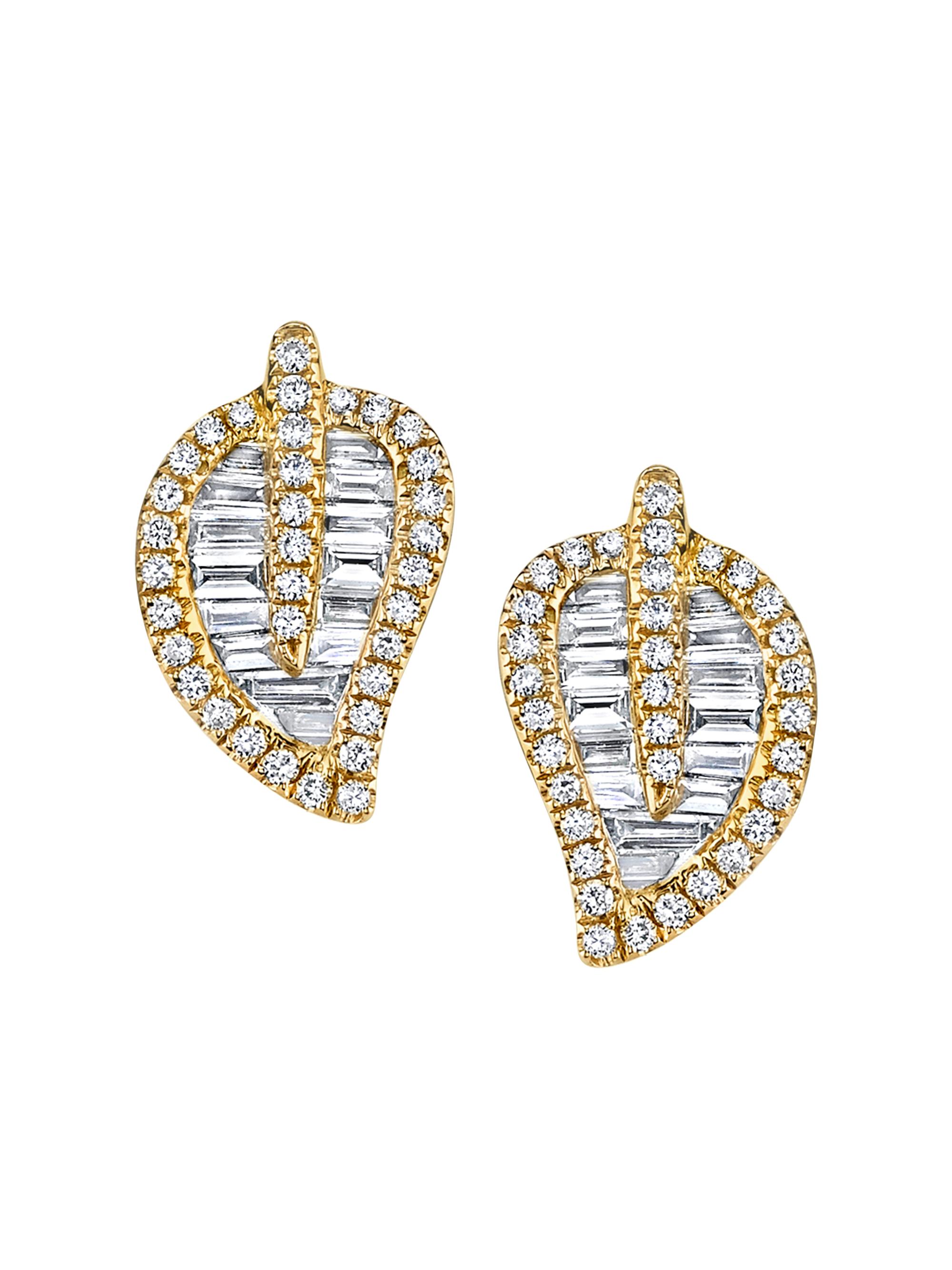 Anita Ko Women's Palm Leaf 18K Yellow Gold & 1.18 TCW Diamond  Stud Earrings - Yellow Gold