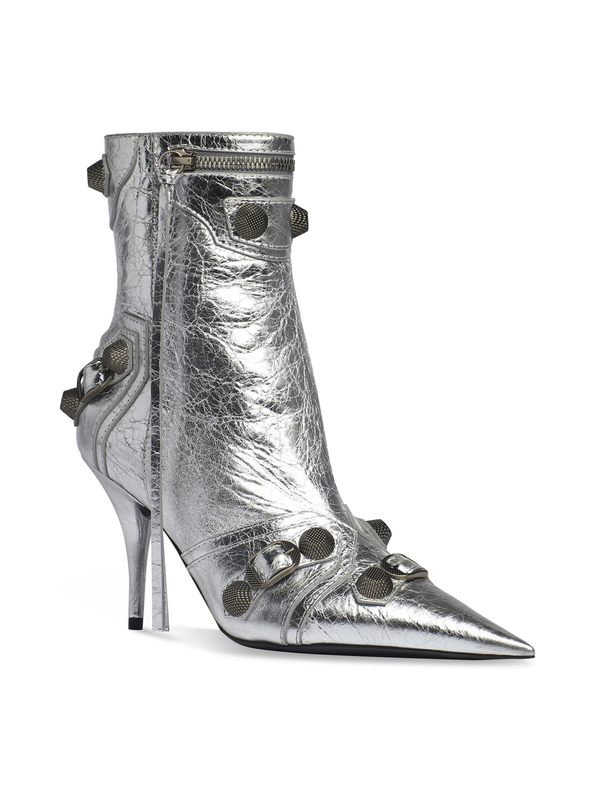 Balenciaga Women's Cagole 90mm Booties Metallized - Silver