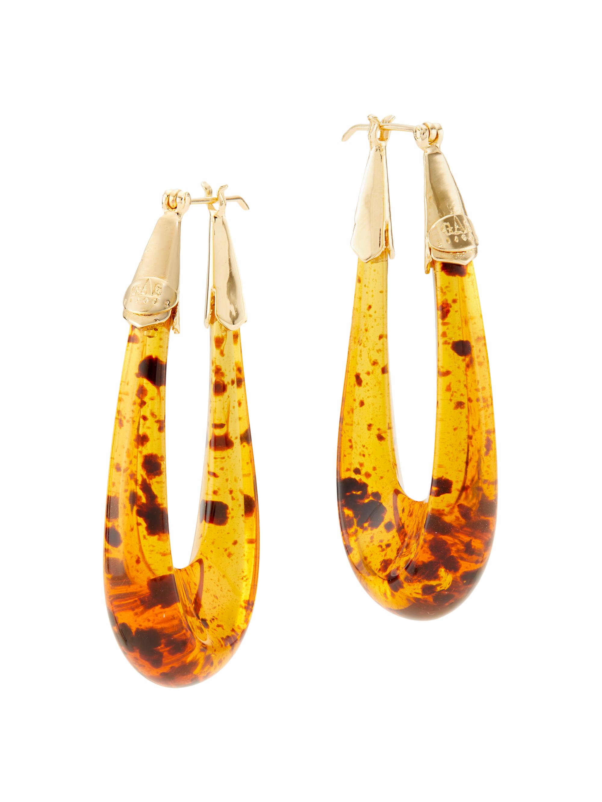 Gas Bijoux Women's Ecume 24K-Gold-Plated & Acetate Elongated Hoop Earrings - Gold