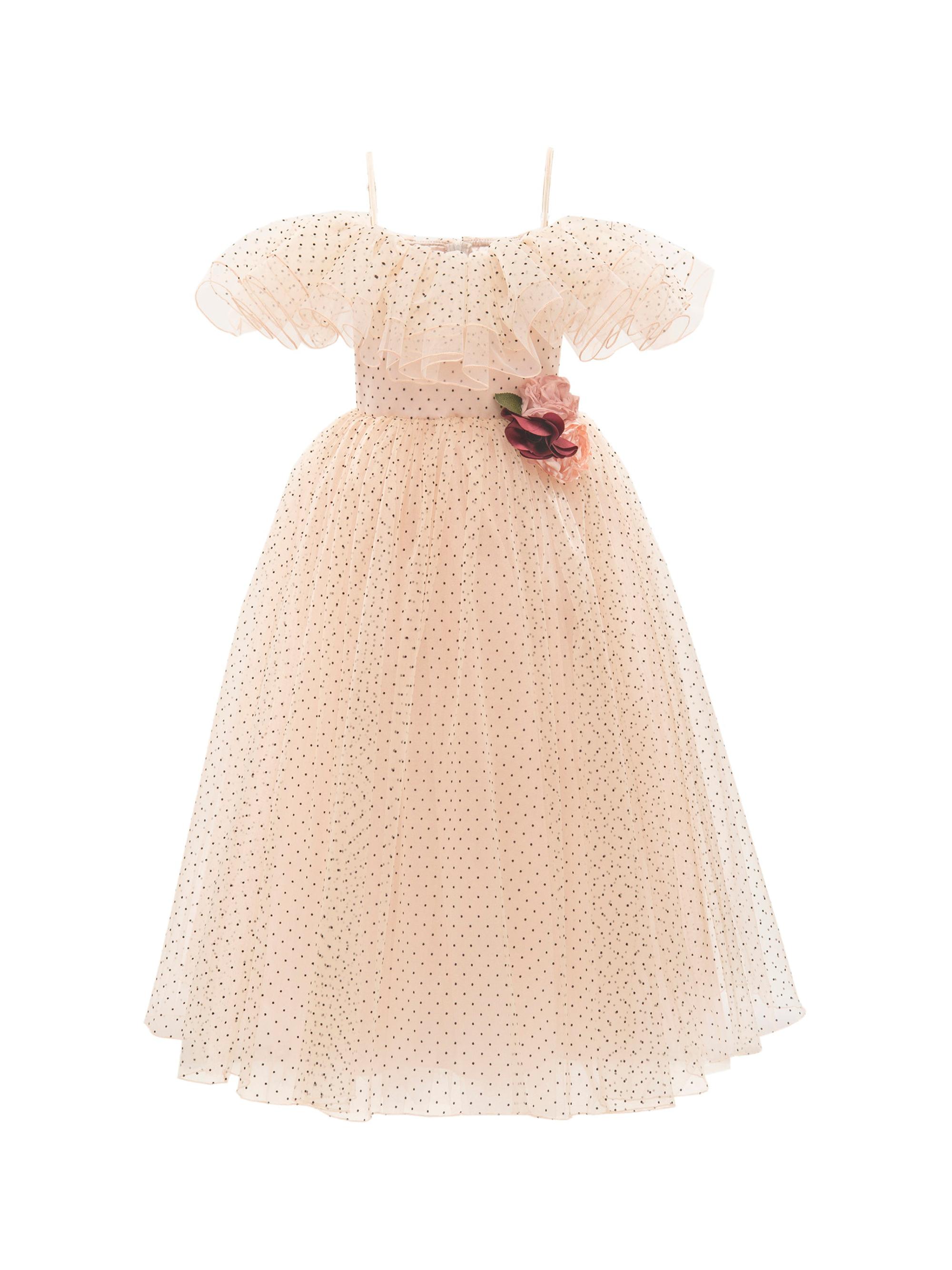 Tulleen Little Girl's & Girl's Polka Dot Floral Dress - Pink