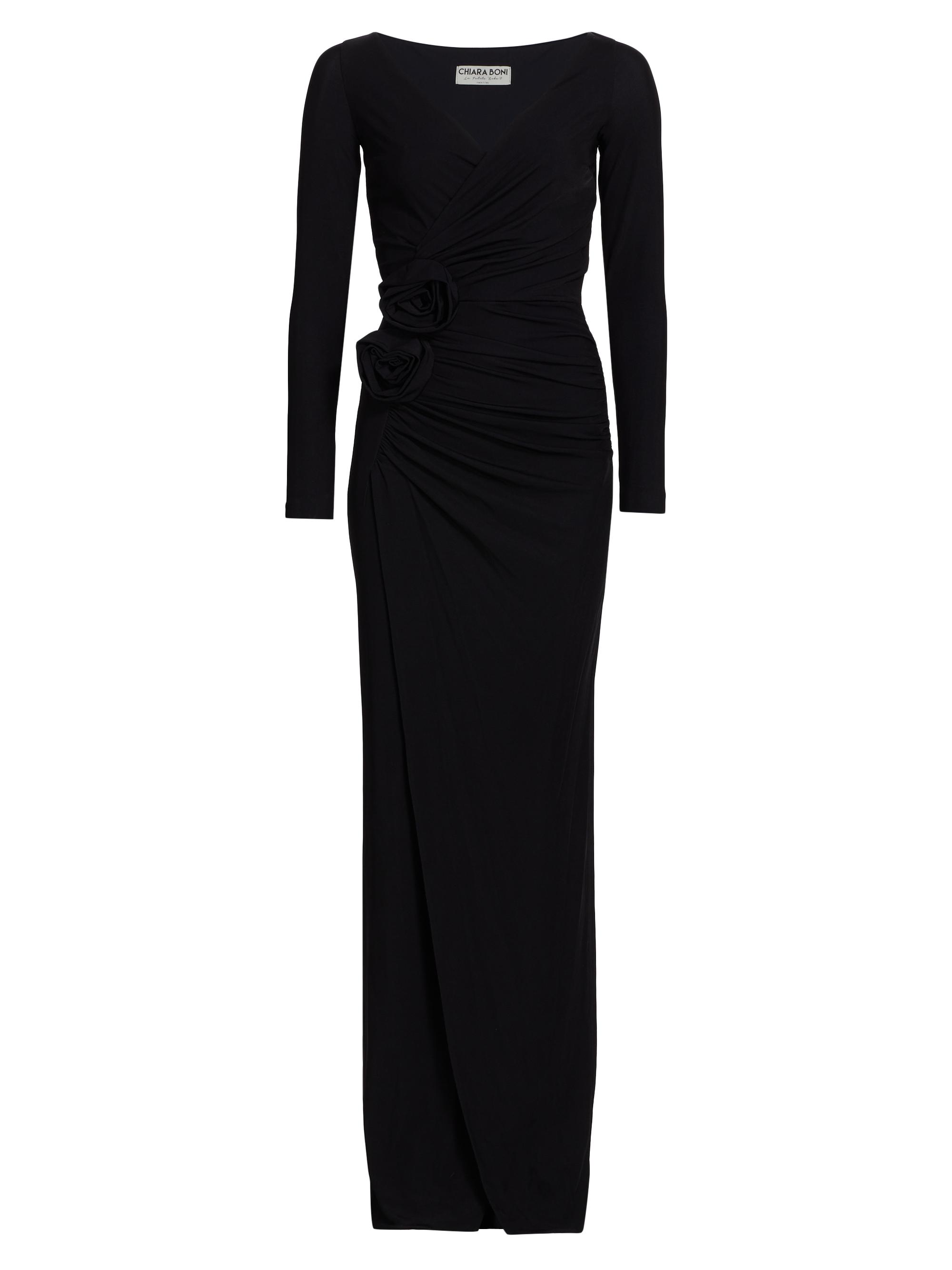 Chiara Boni La Petite Robe Women's Tarcisia Rosette Draped Jersey Gown - Nero