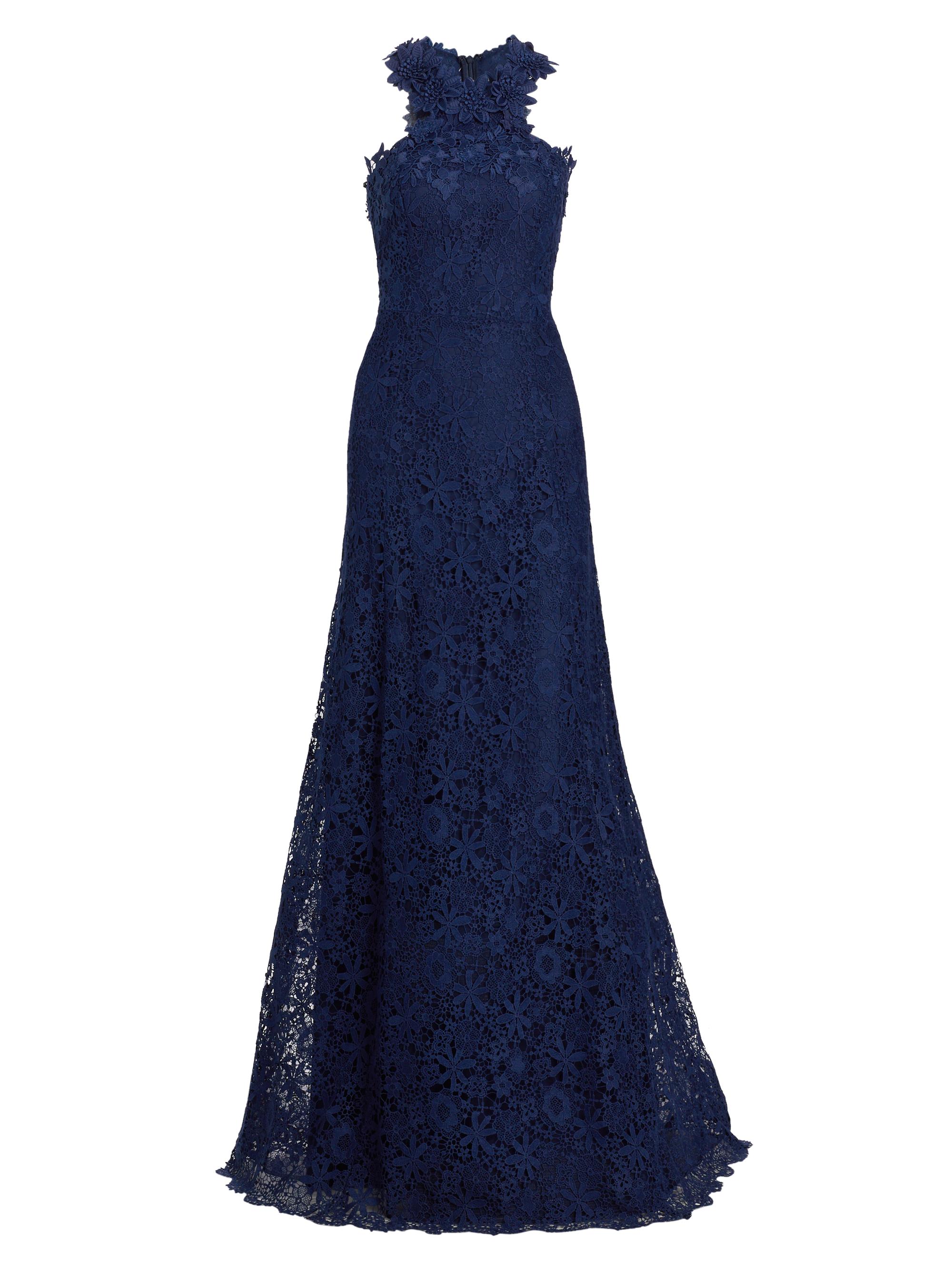 Teri Jon by Rickie Freeman Lace Halter Fit-&-Flare Gown Saks