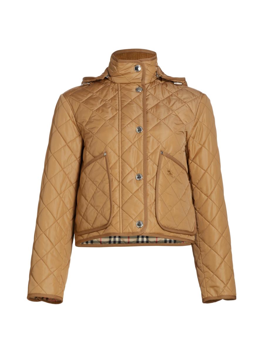 Shop Burberry Diamond-Quilted Nylon Cropped Jacket | Saks