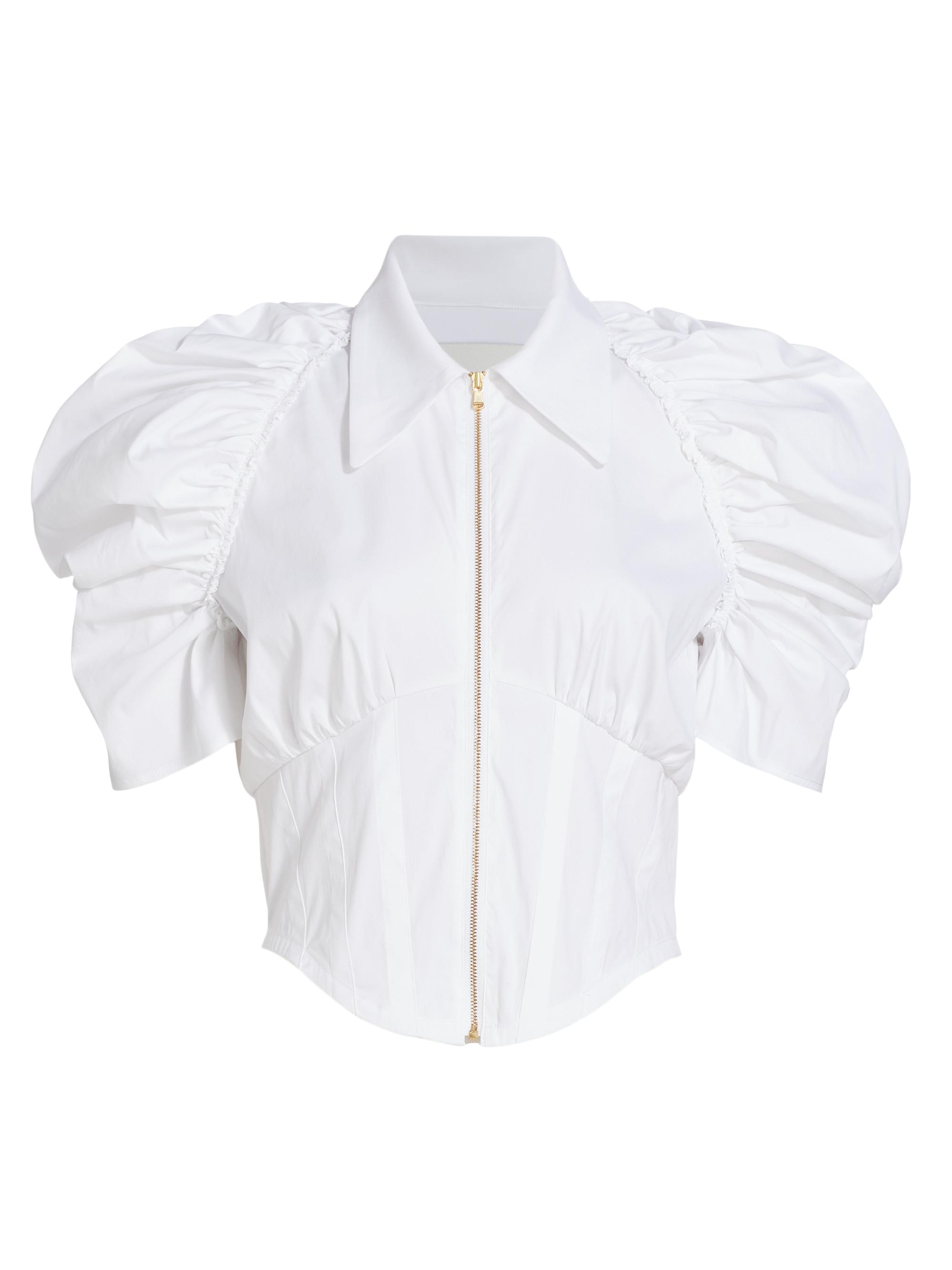 anOnlyChild Women's Alexandria Puff-Sleeve Corset Top - White