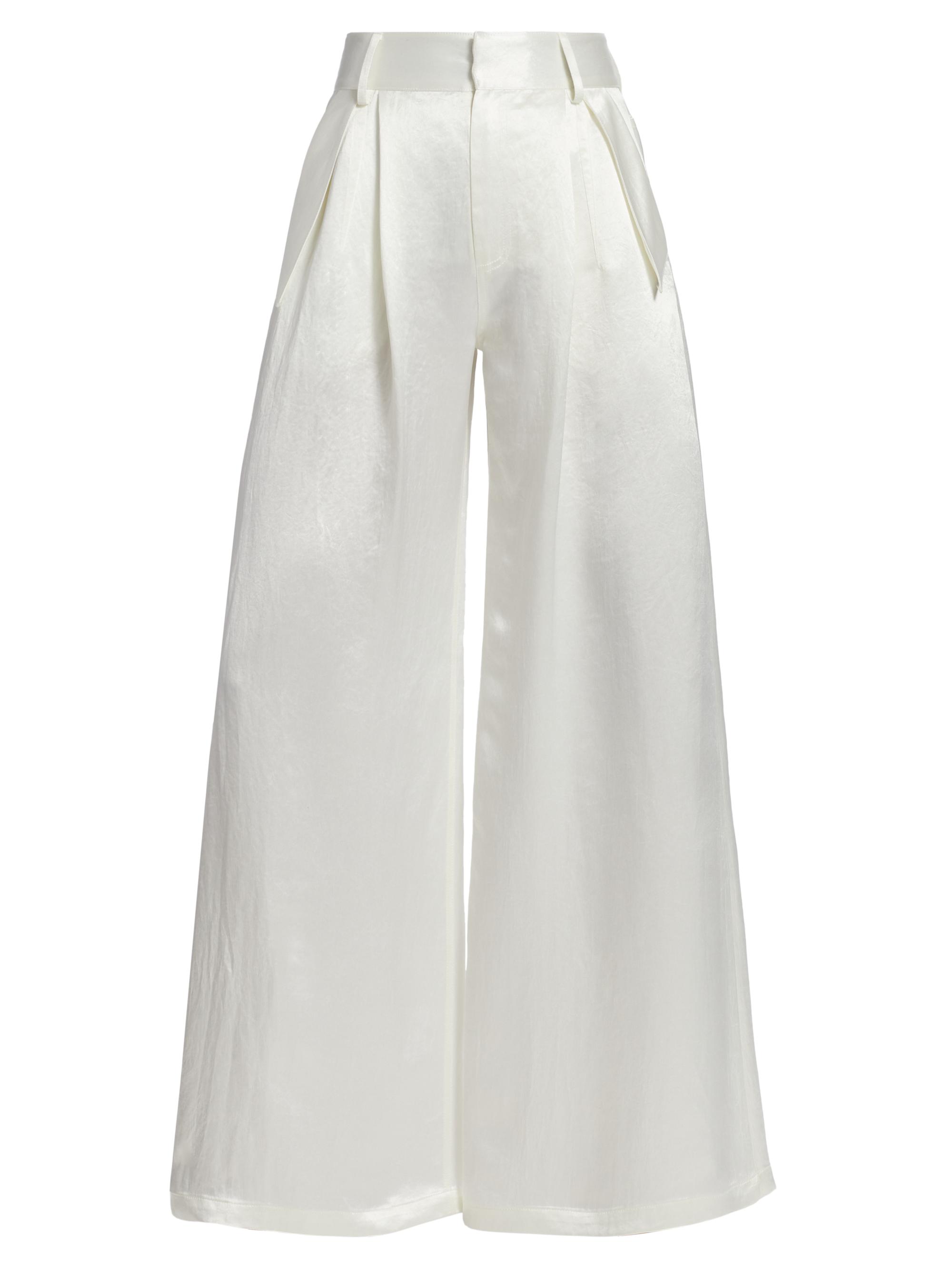 anOnlyChild Women's Christiana High-Rise Satin Wide-Leg Pants - White