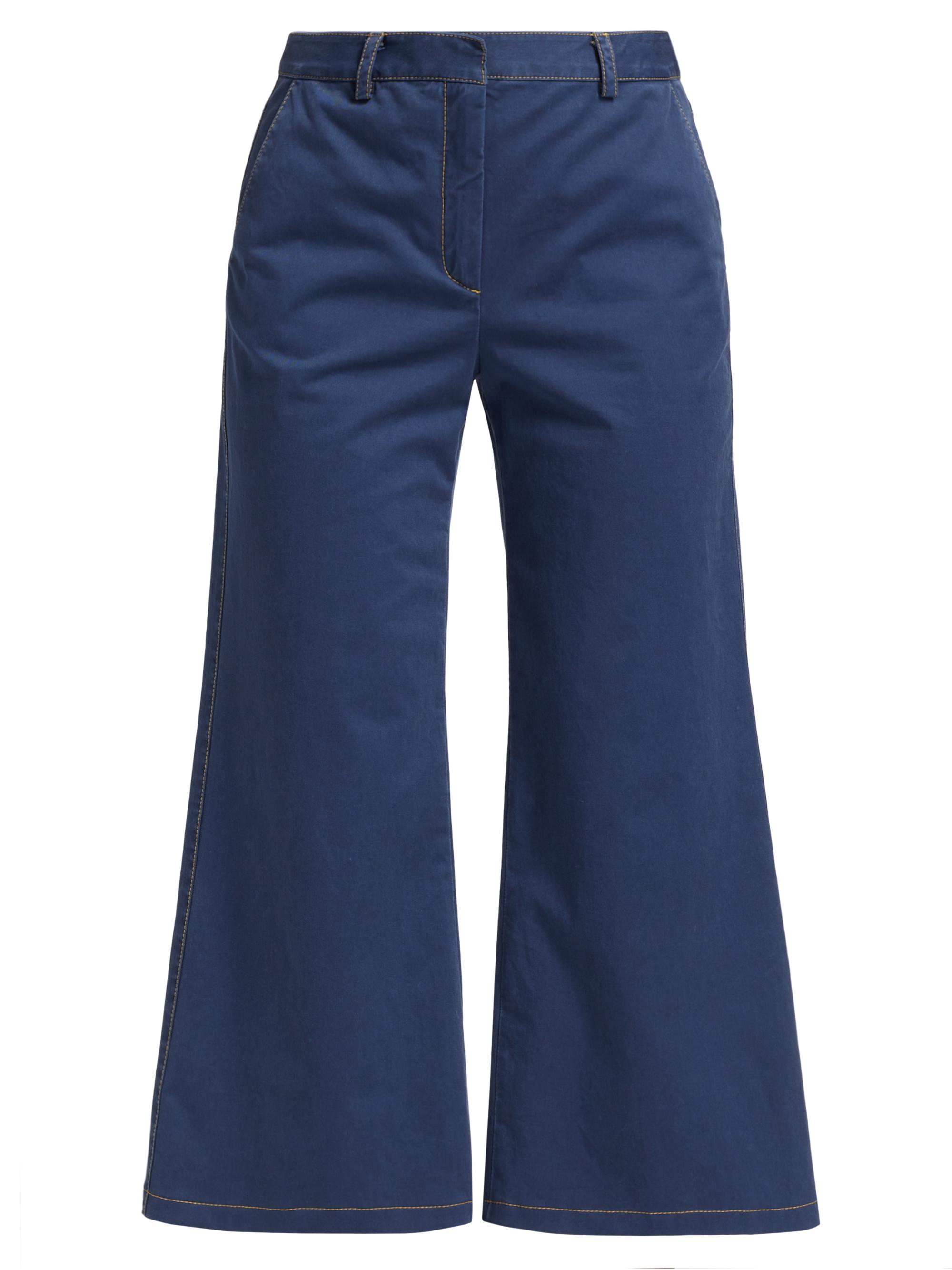 TWP Women's Mercer Cropped Wide-Leg Pants - Prussian Blue