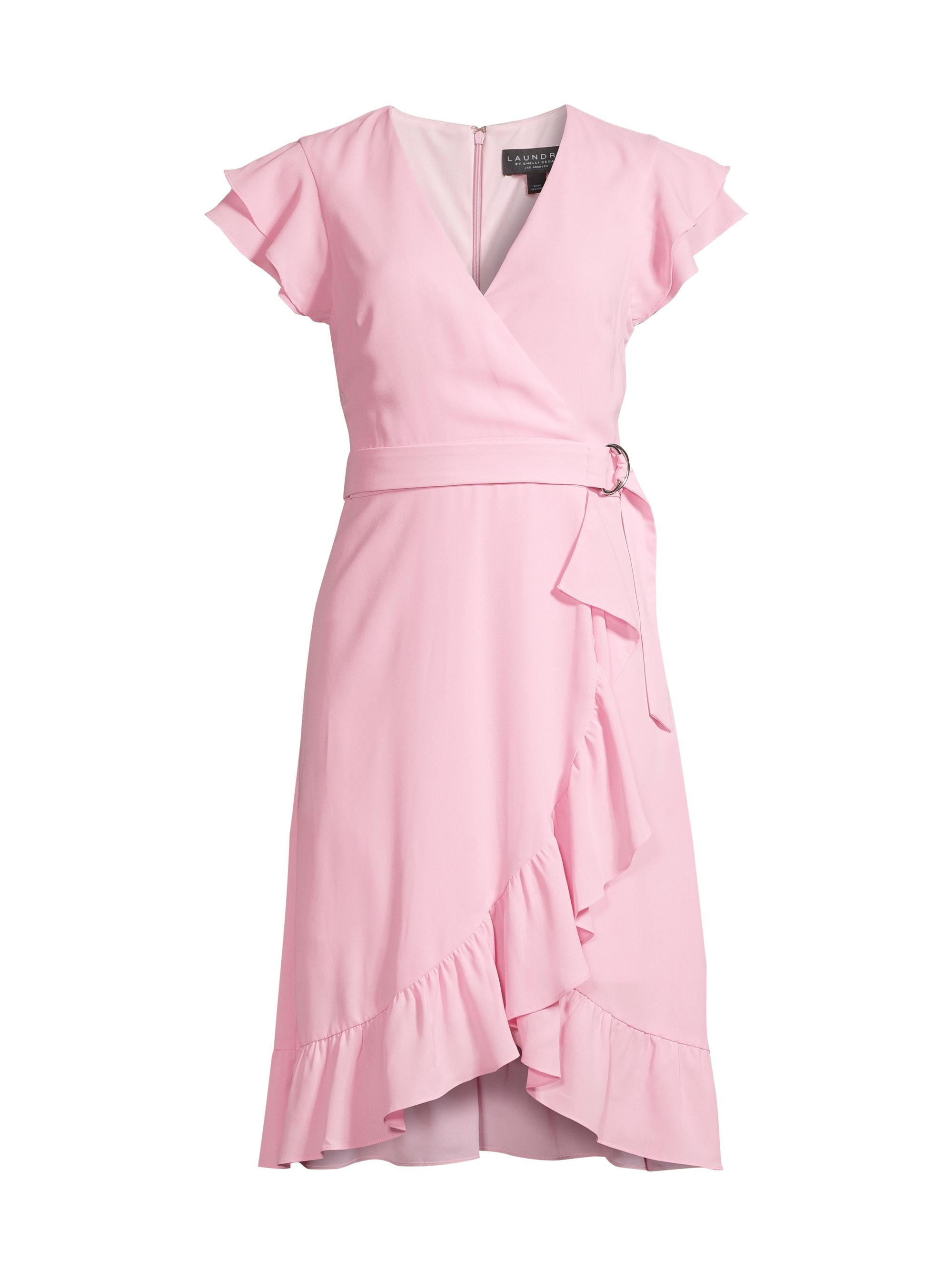 Laundry by Shelli Segal Women's Belted Flutter-Sleeve Dress - Pink