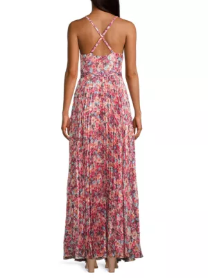 Shop Laundry by Shelli Segal Pleated Floral Maxi Dress | Saks Fifth Avenue