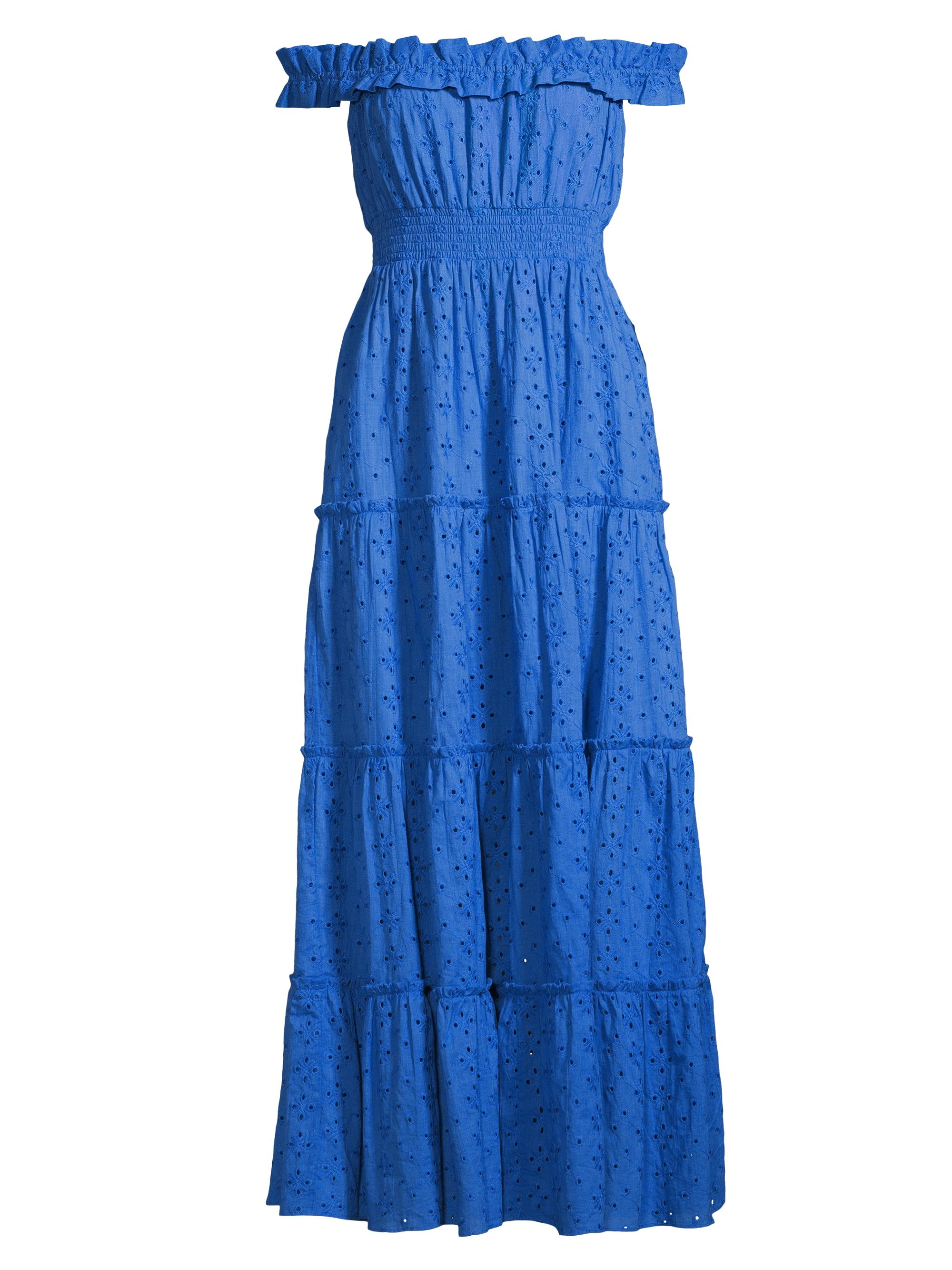 Laundry by Shelli Segal Women's Off-The-Shoulder Eyelet Maxi Dress - Blue