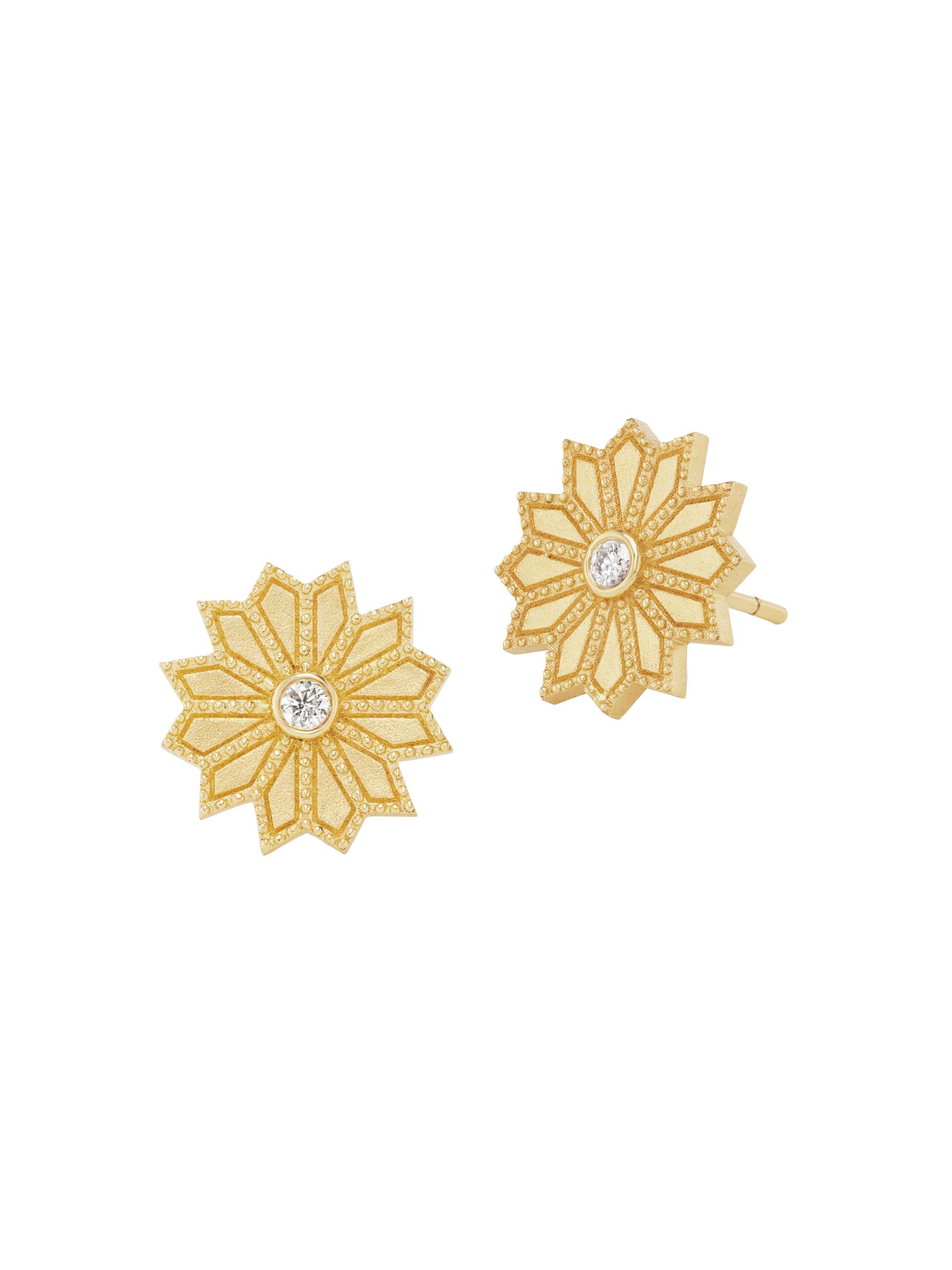 Orly Marcel Women's Sacred Flower 18K Yellow Gold & 0.068 TCW Diamond Stud Earrings - Gold