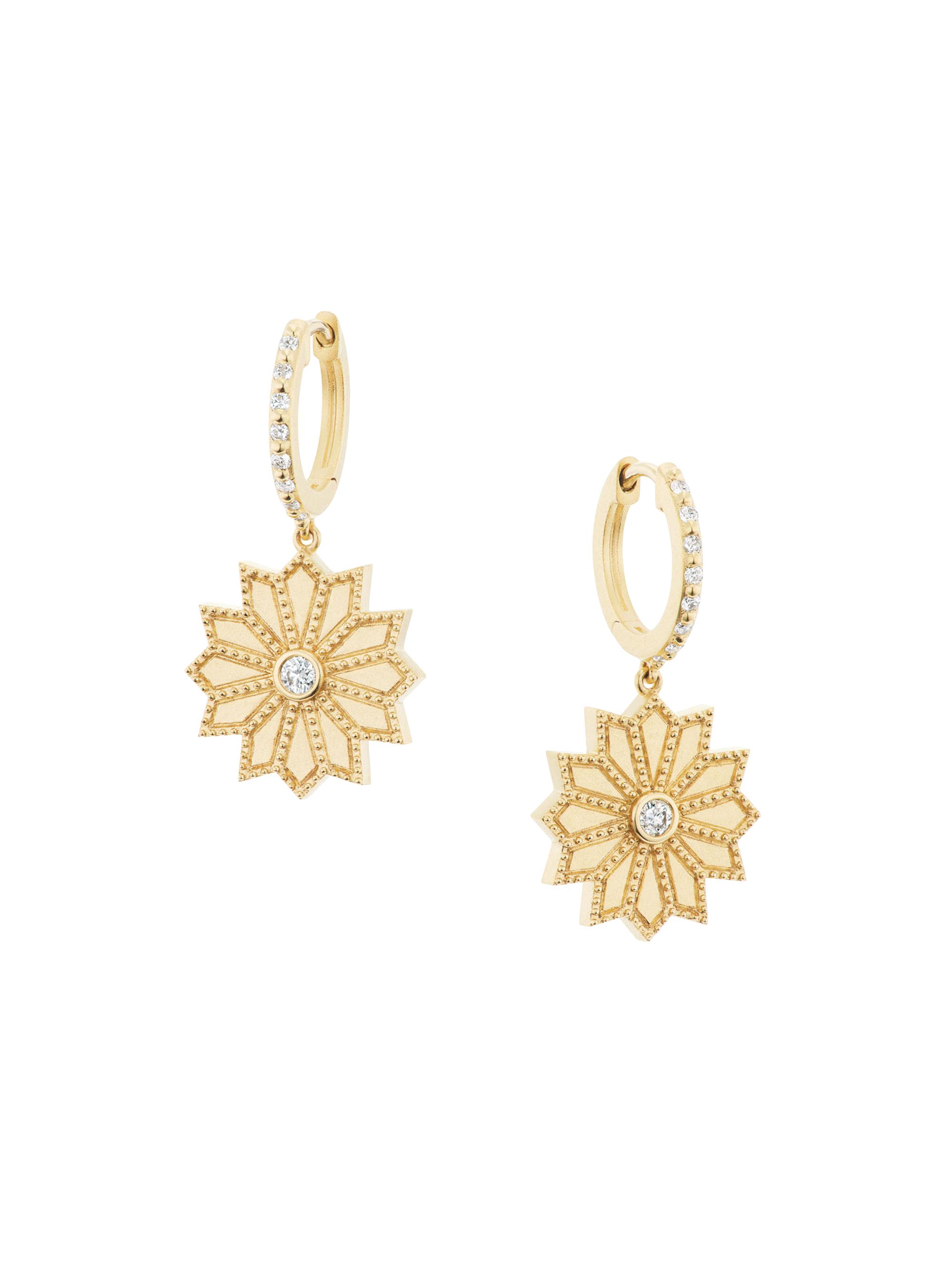 Orly Marcel Women's Sacred Flower 18K Yellow Gold & 0.228 TCW Diamond Drop Earrings - Gold