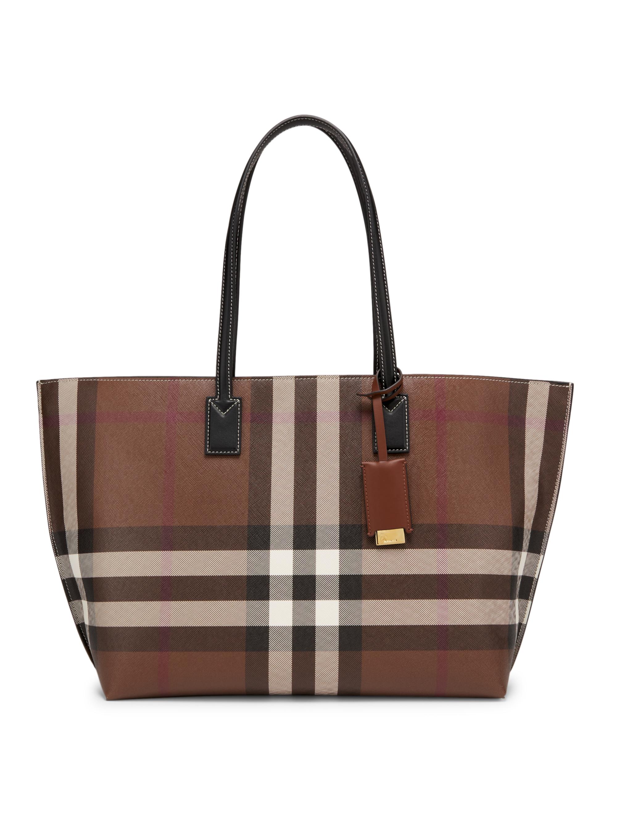 Burberry Medium Check Leather Tote Bag | Saks Fifth Avenue