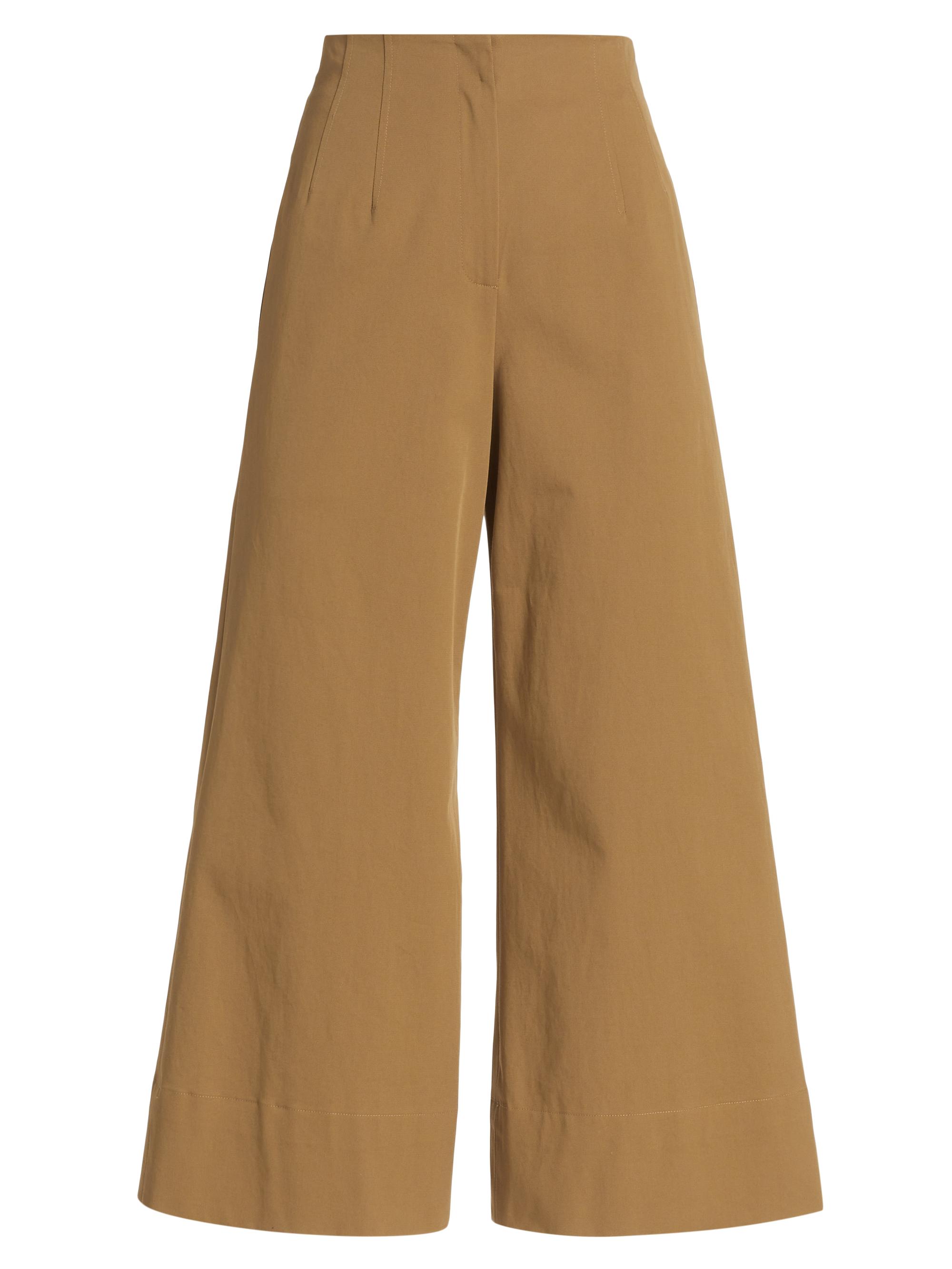 Lela Rose Women's High-Rise Wide-Leg Twill Pants - Sandalwood