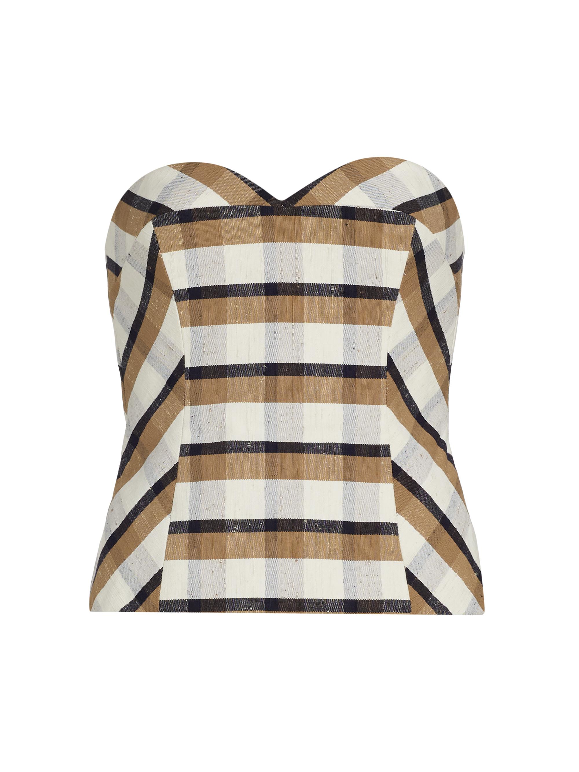 Lela Rose Women's Plaid Bustier Top - Natural Multi