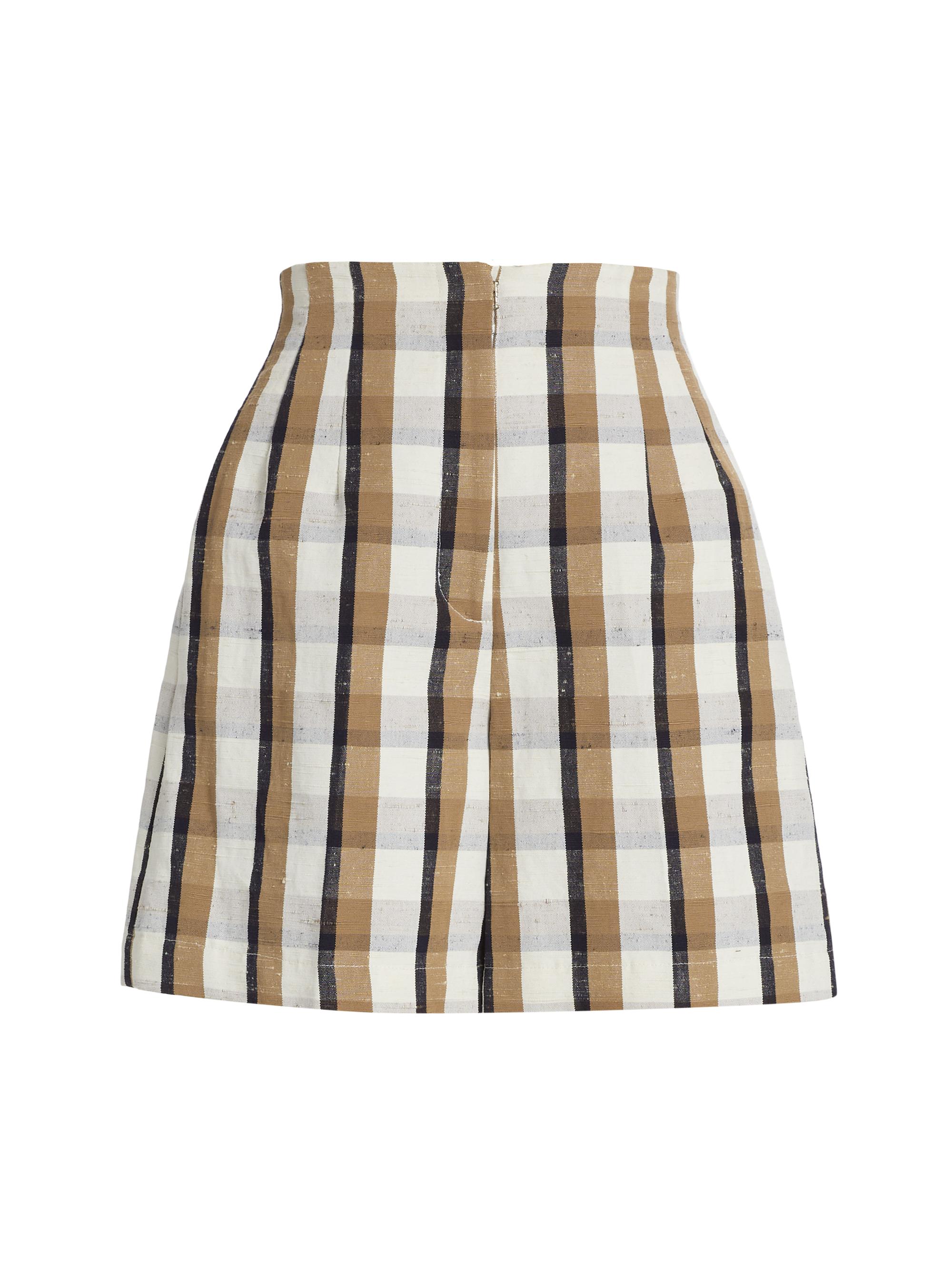 Lela Rose Women's Check High-Rise Shorts - Natural Multi