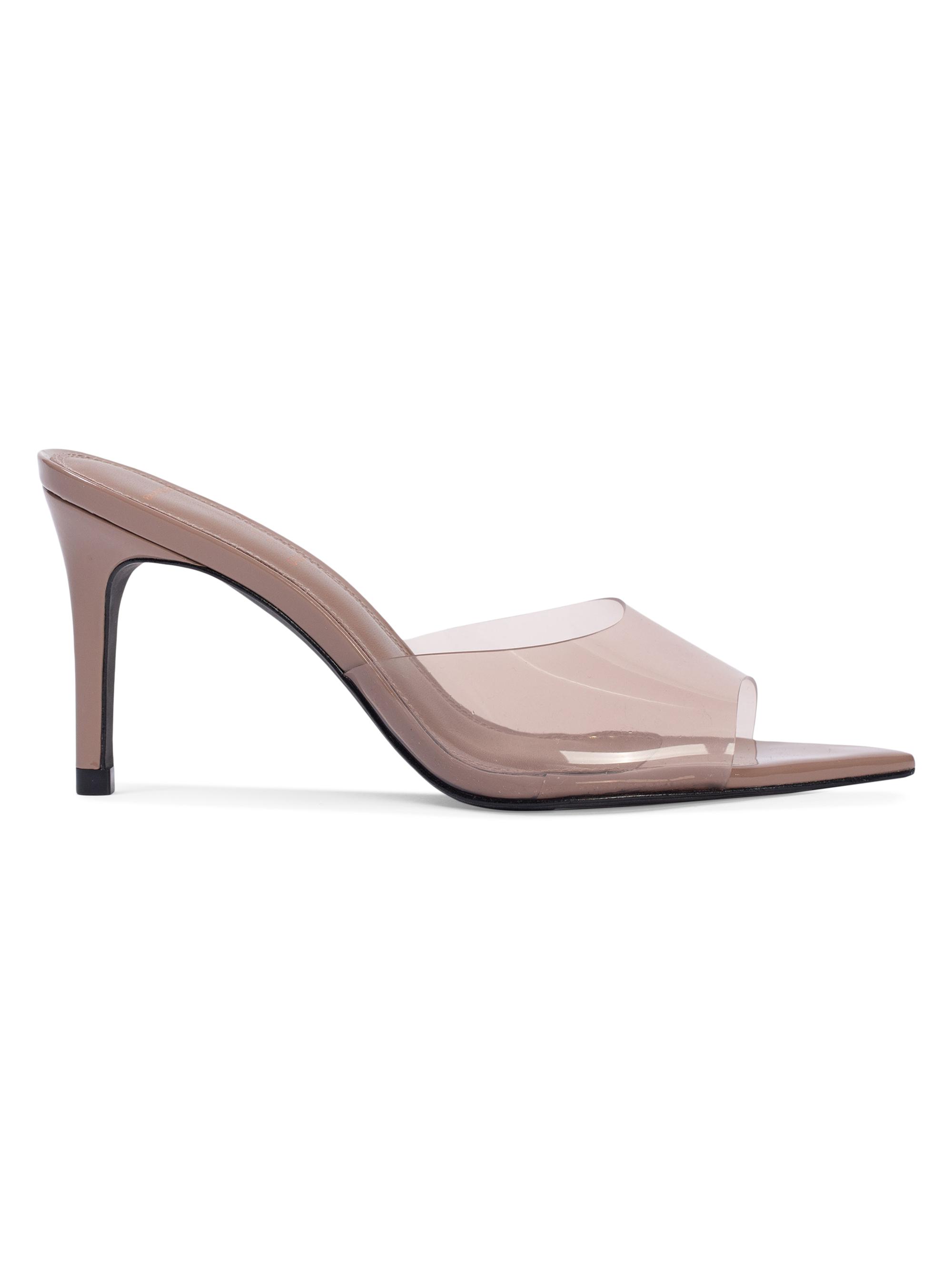 Black Suede Studio Women's Belle Mid Heel Sandals - Black Leather