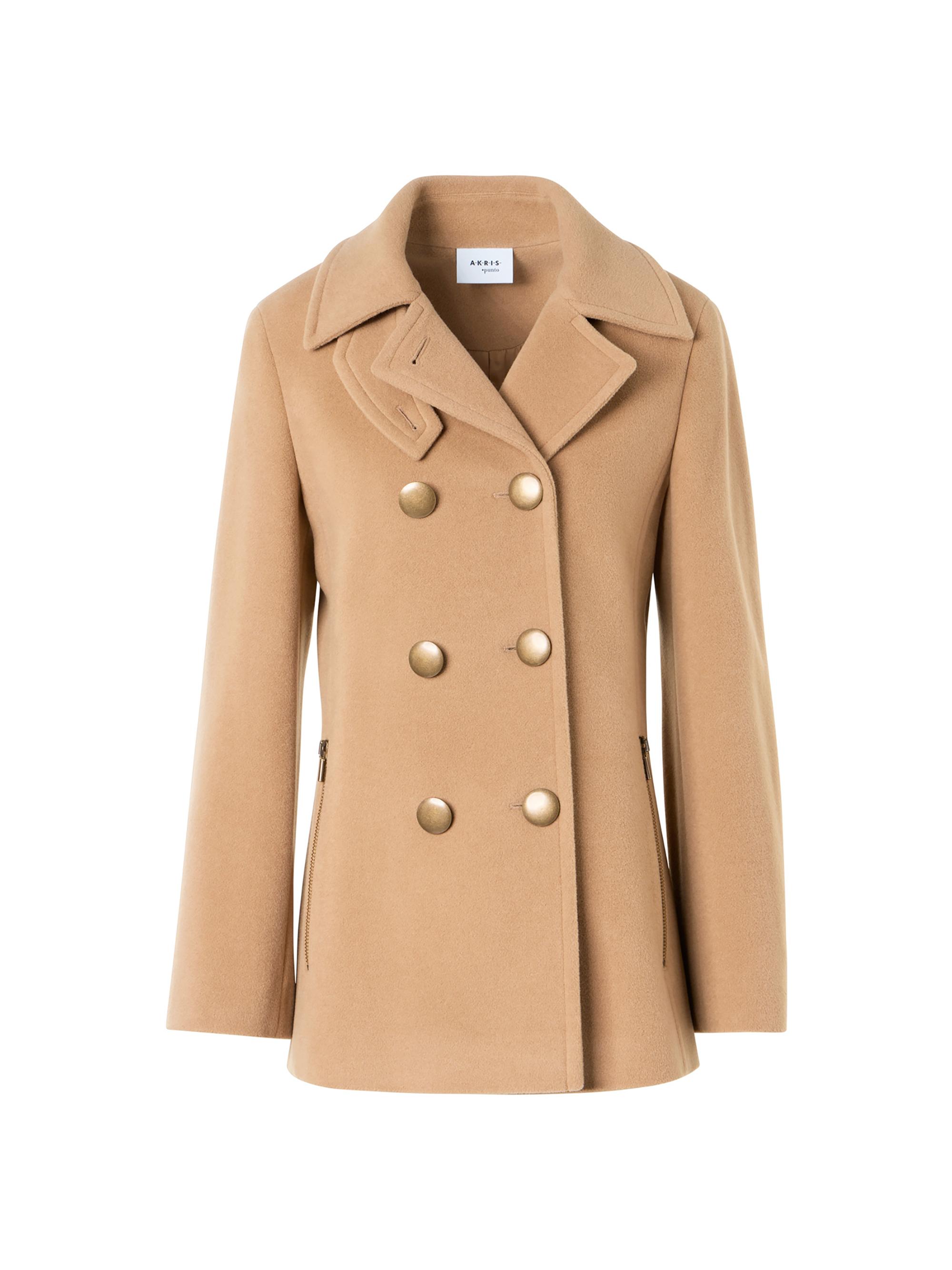 Akris punto Women's Double-Breasted Wool-Blend Pea Coat - Malt