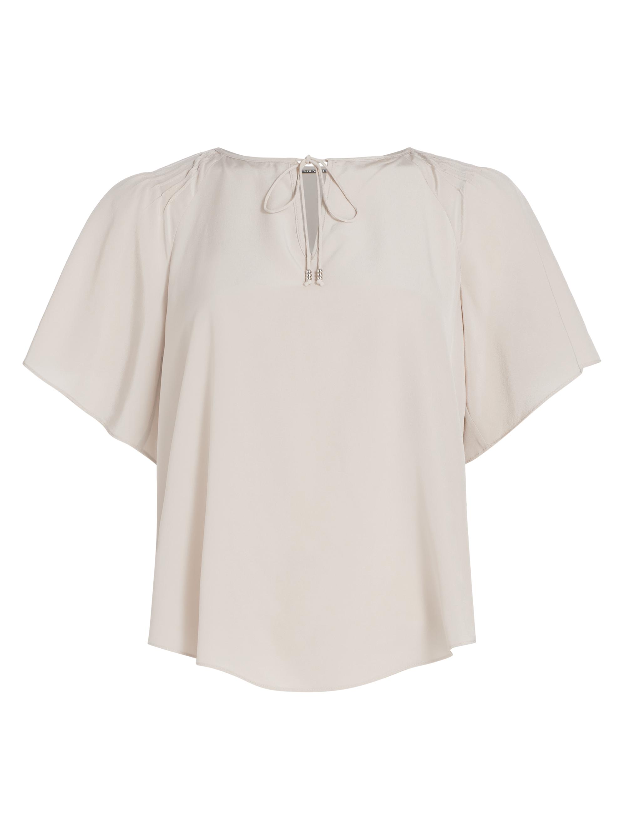 Elie Tahari Women's Flutter-Sleeve Silk Blouse - Salt