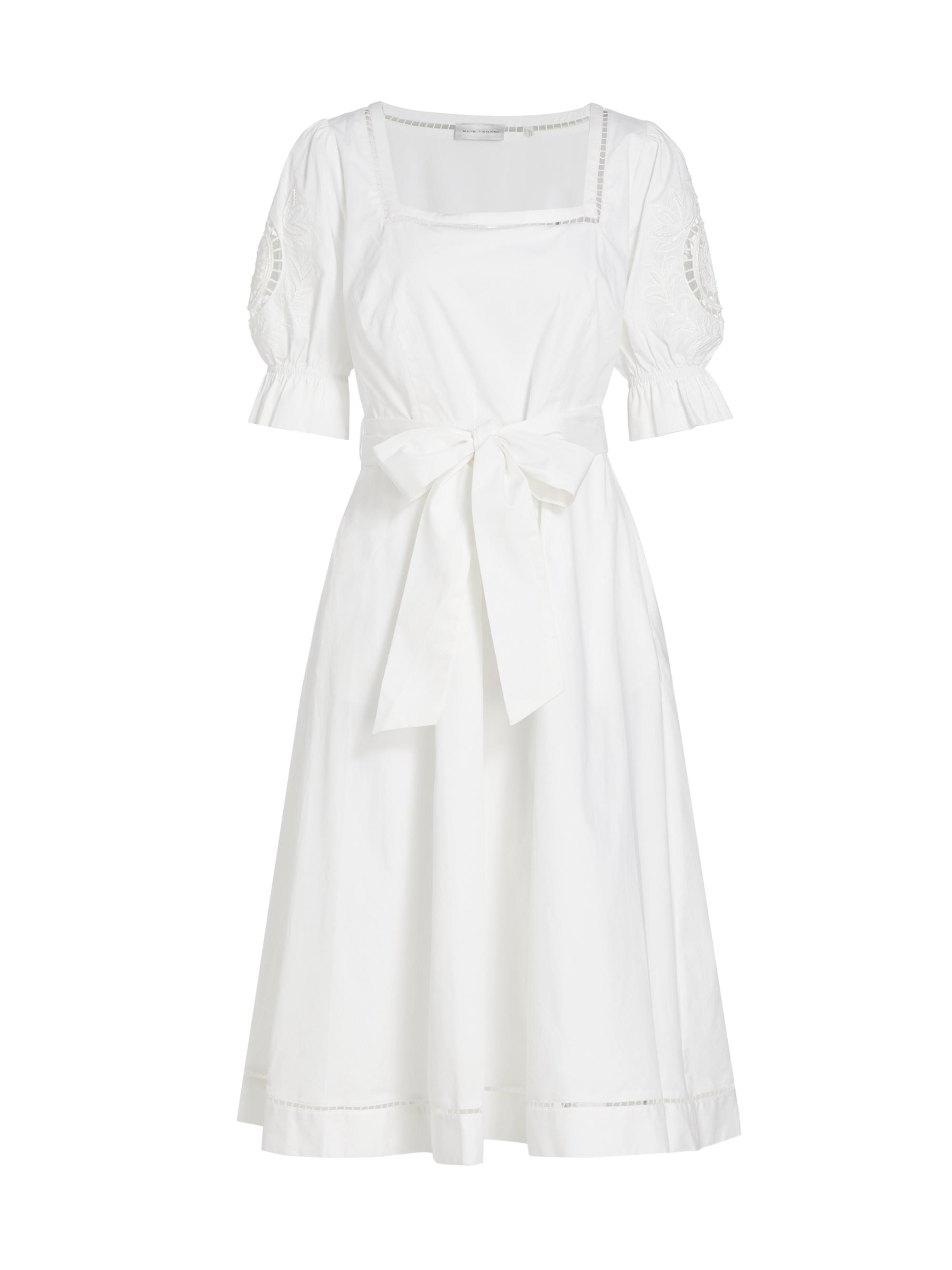 Elie Tahari Women's The Ingrid A-Line Knee-Length Dress - Sky White