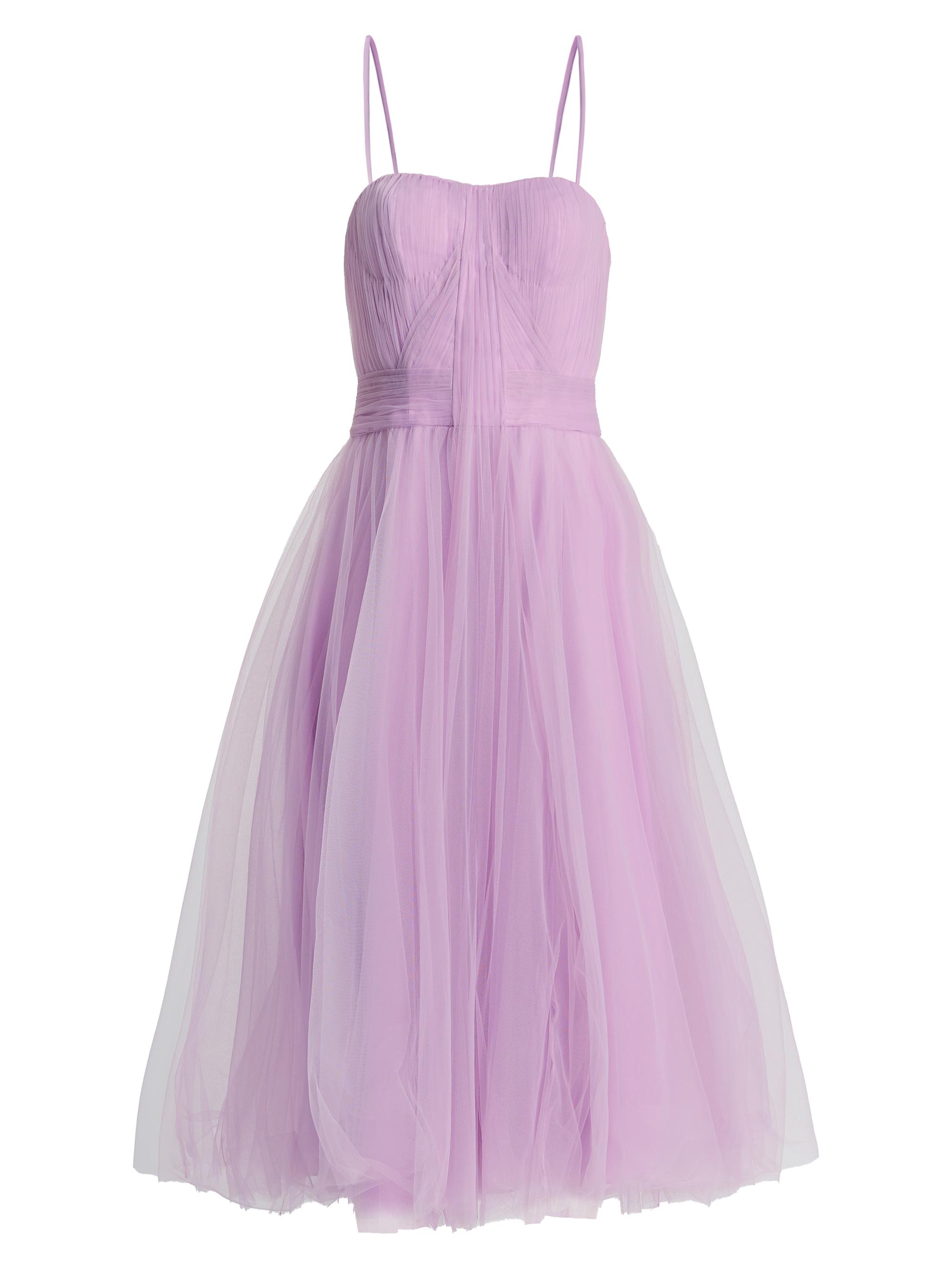 Zac Posen Women's Pleated Tulle Midi-Dress - Lilac