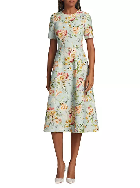 Shop Adam Lippes Eloise Short-Sleeve Floral Midi-Dress | Saks Fifth Avenue