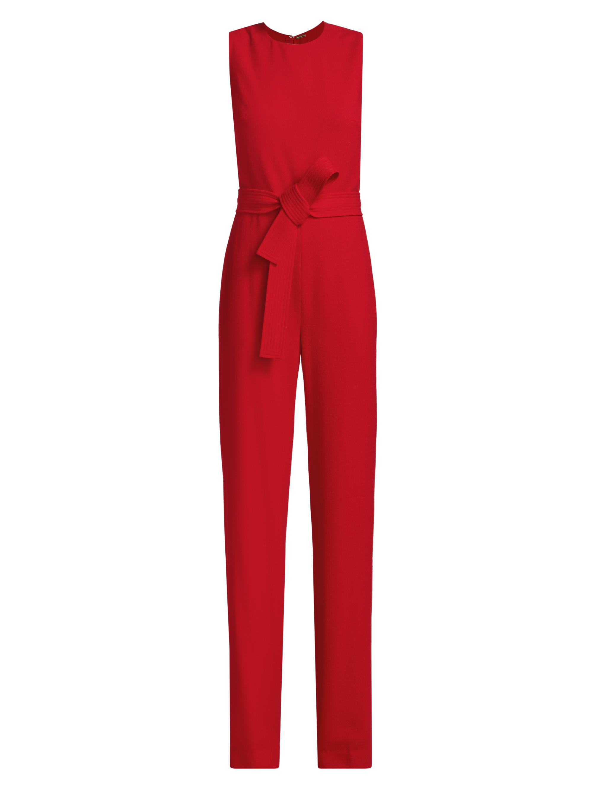 Adam Lippes Women's Belted Wool Crepe Jumpsuit - Poppy