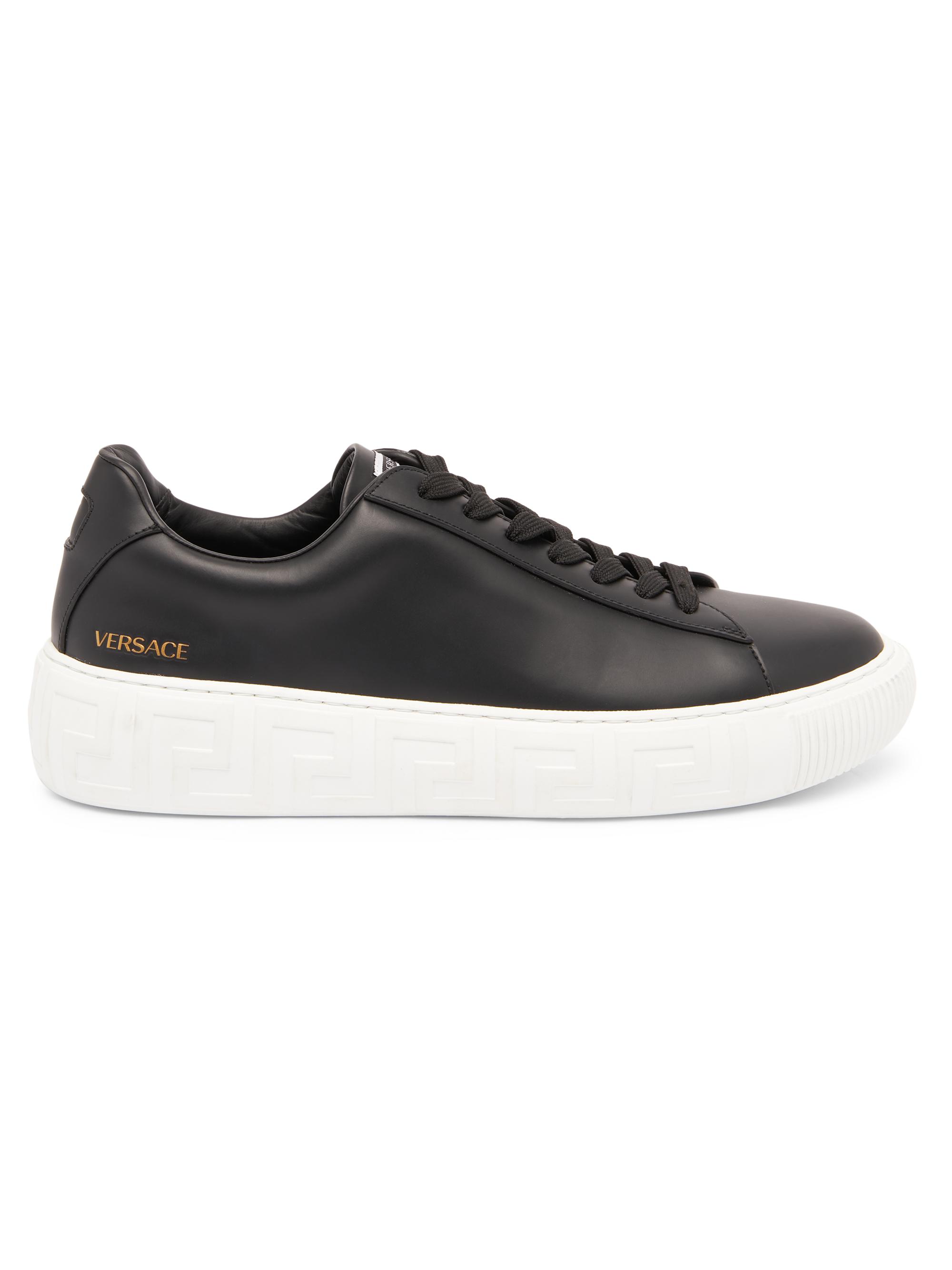 Versace Crystal Greca leather sneakers - White