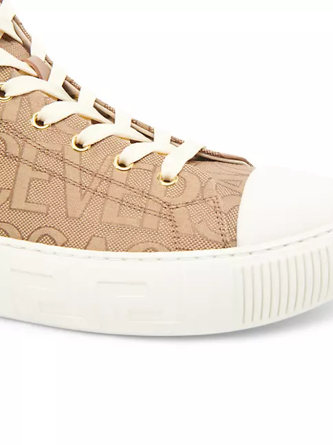 Louis Vuitton Gold Embossed Leather Punchy High Top Sneakers Size 37