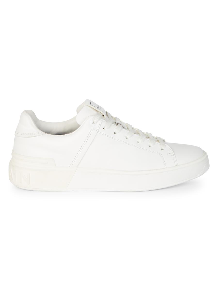【関税込み】Balmain ホワイト B-IT ミュール Balmain B-East Leather & Mesh Sneakers | Saks Fifth Avenue