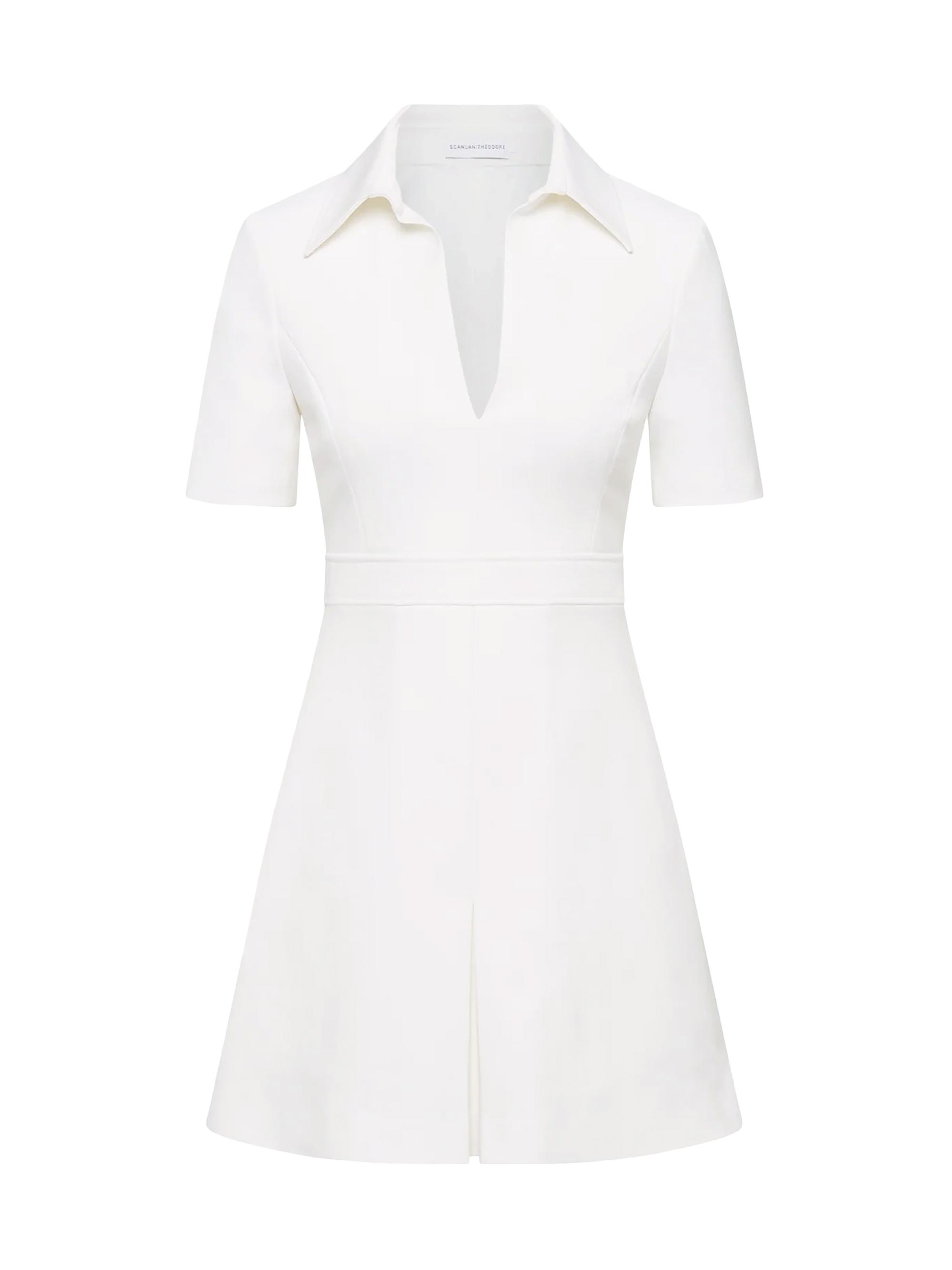 Scanlan Theodore Women's Italian Milano Pleat Mini Shirtdress - Cream