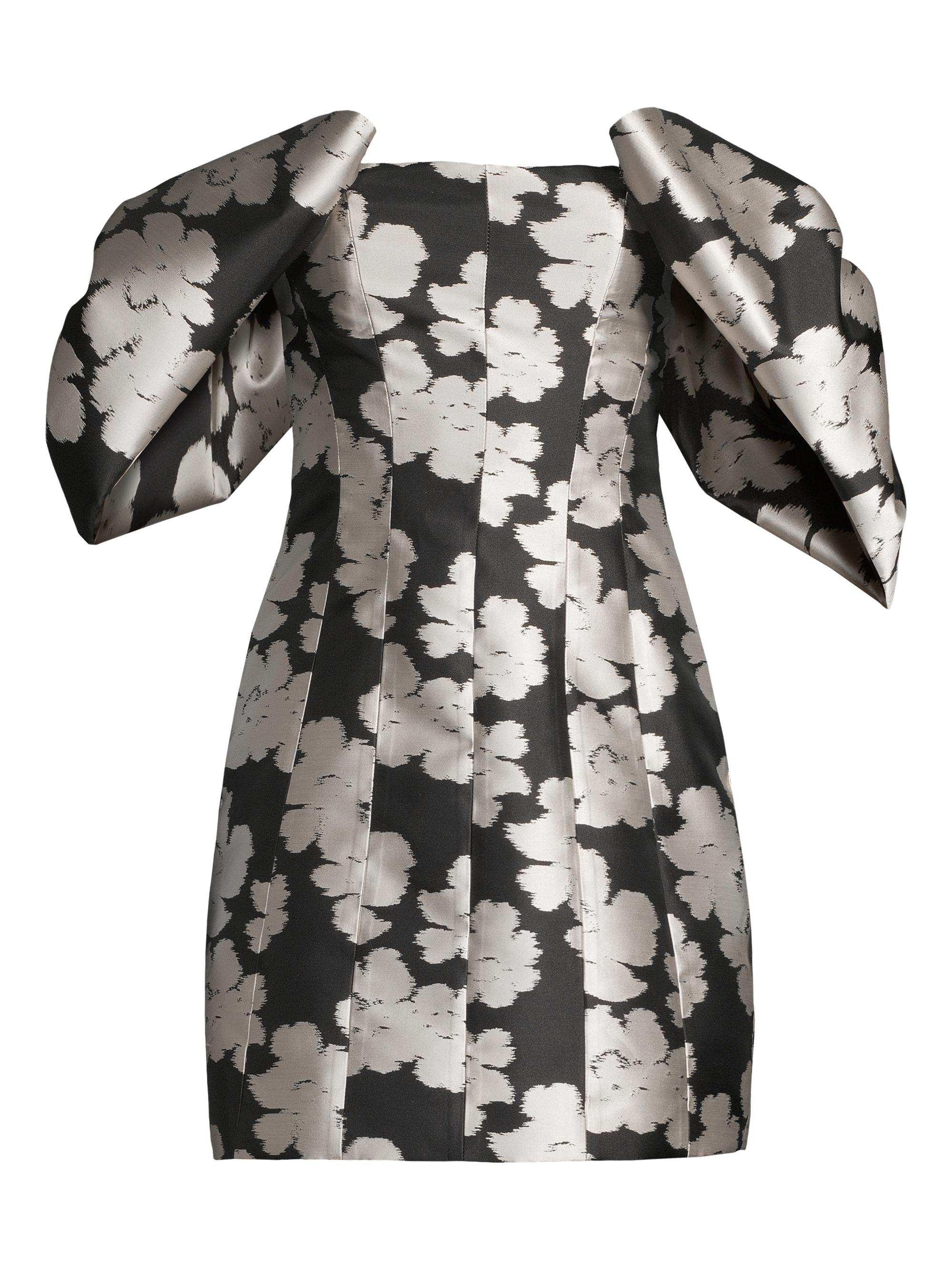 Toccin Women's Luna Puff-Sleeve Bow Minidress - Jet Optic Multi