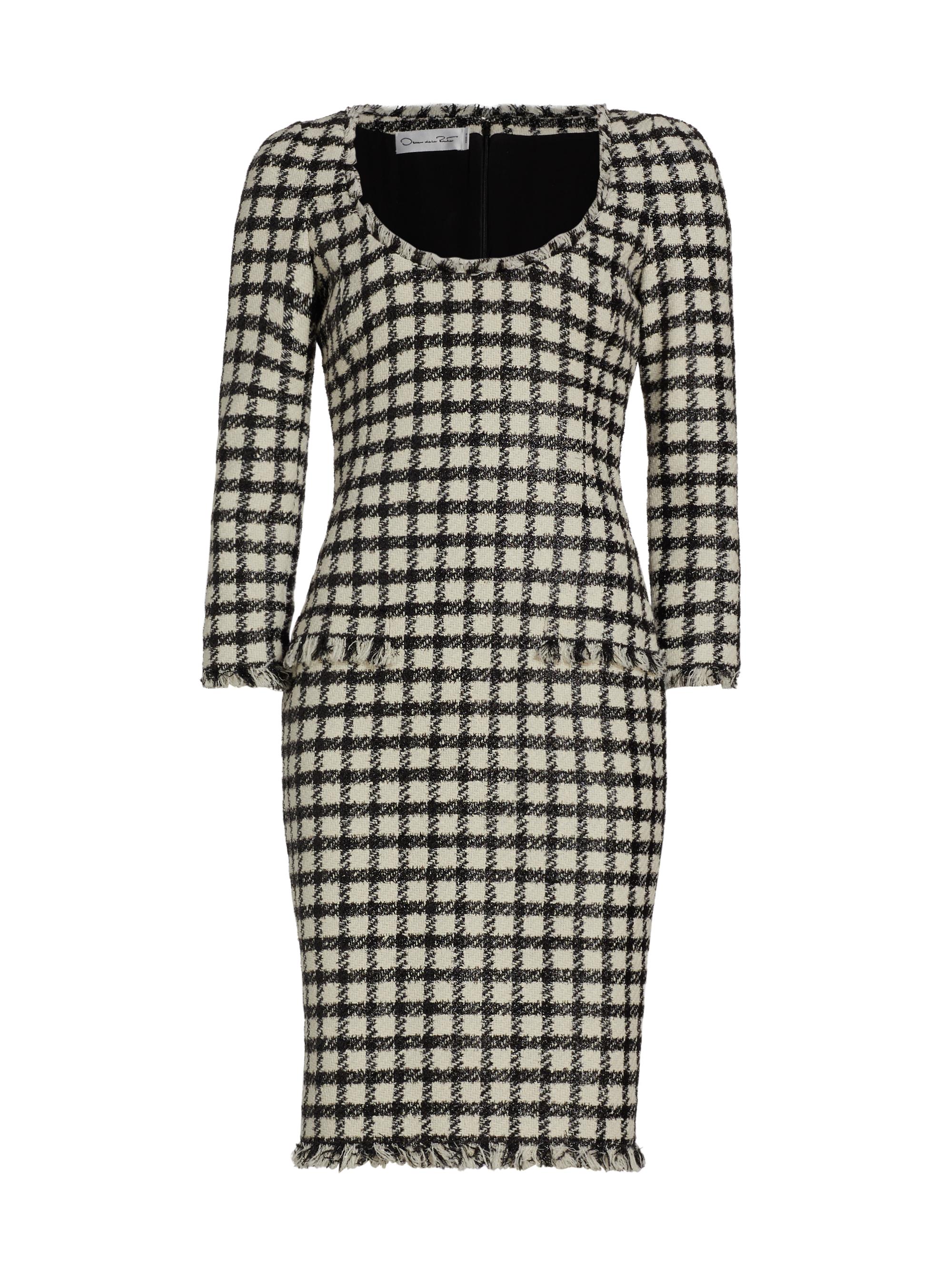 Oscar de la Renta Metallic Check Tweed Dress Saks Fifth Avenue