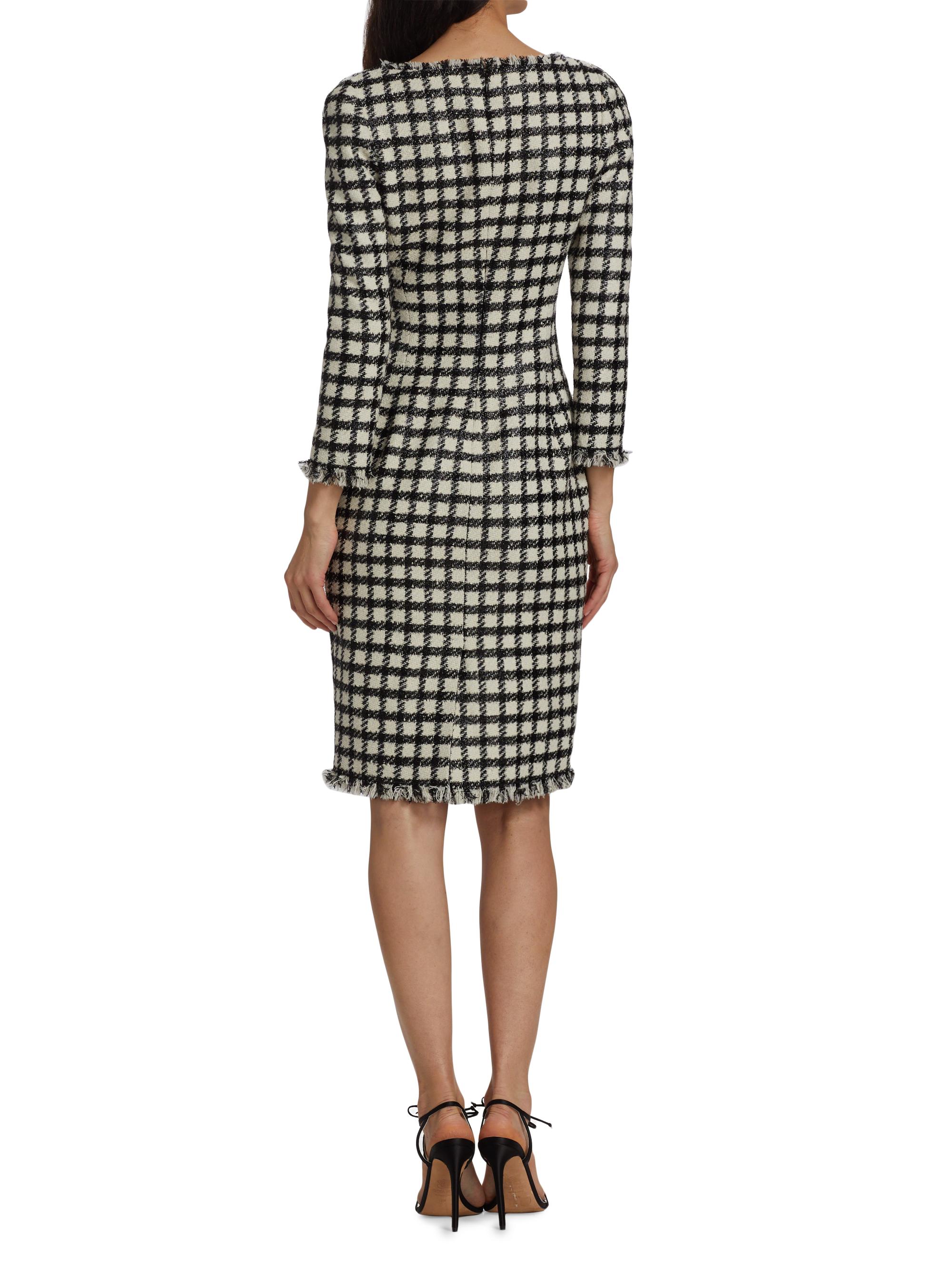 Oscar de la Renta Metallic Check Tweed Dress Saks Fifth Avenue