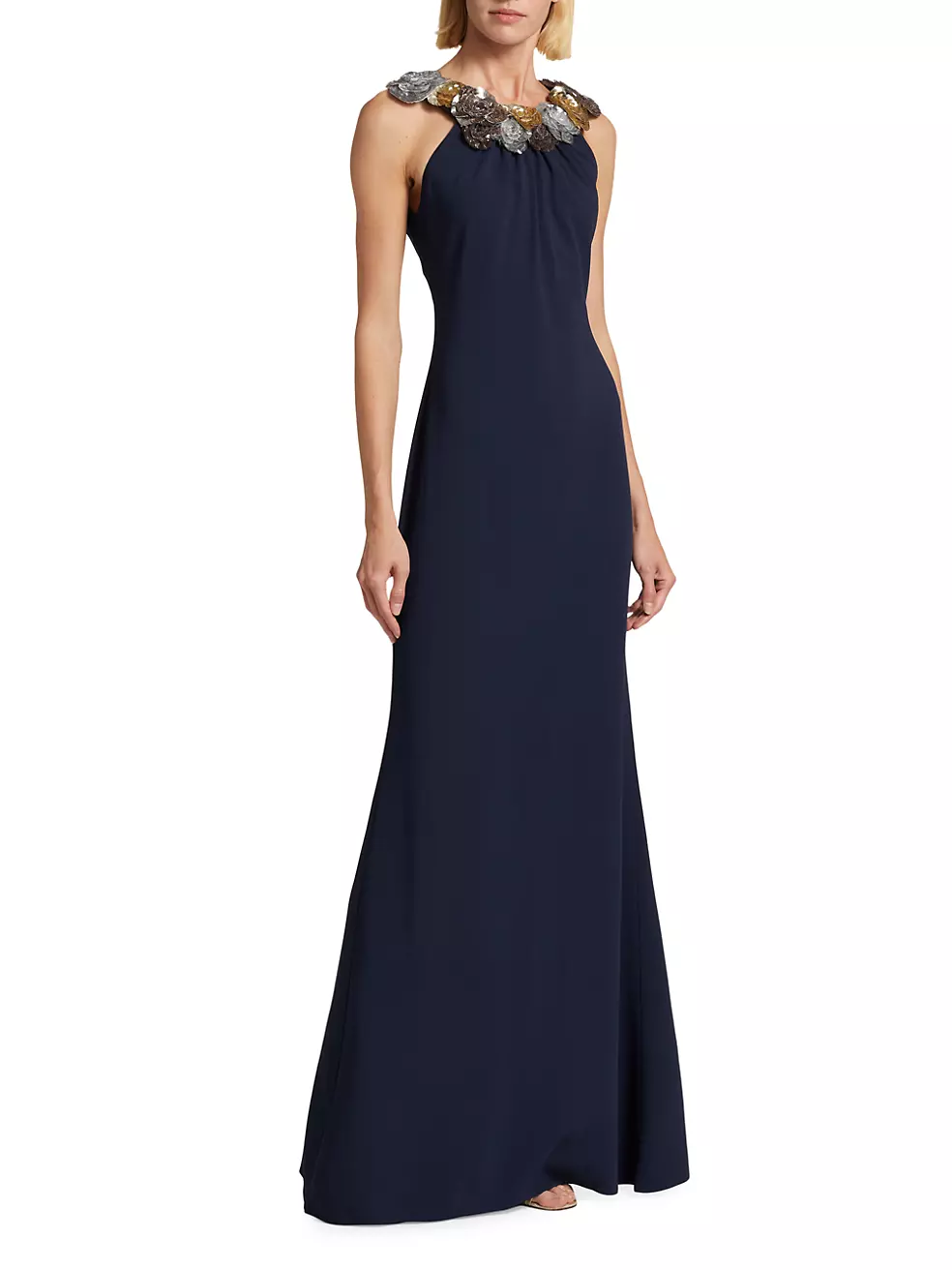 Shop Oscar de la Renta Rosette Sequin Column Gown | Saks Fifth Avenue