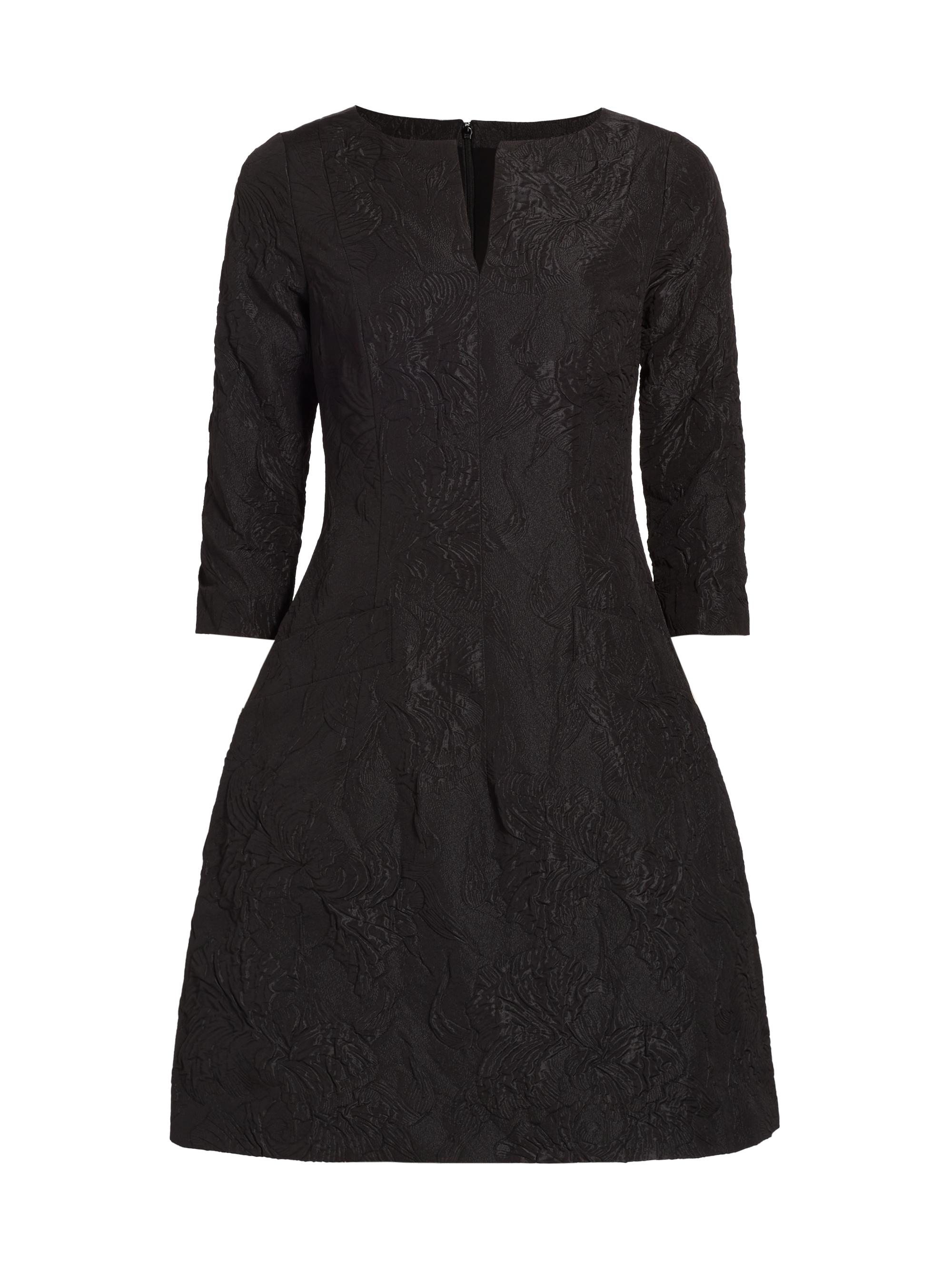 Oscar de la Renta Flared Cloqu Knee-Length Dress | Saks Fifth Avenue