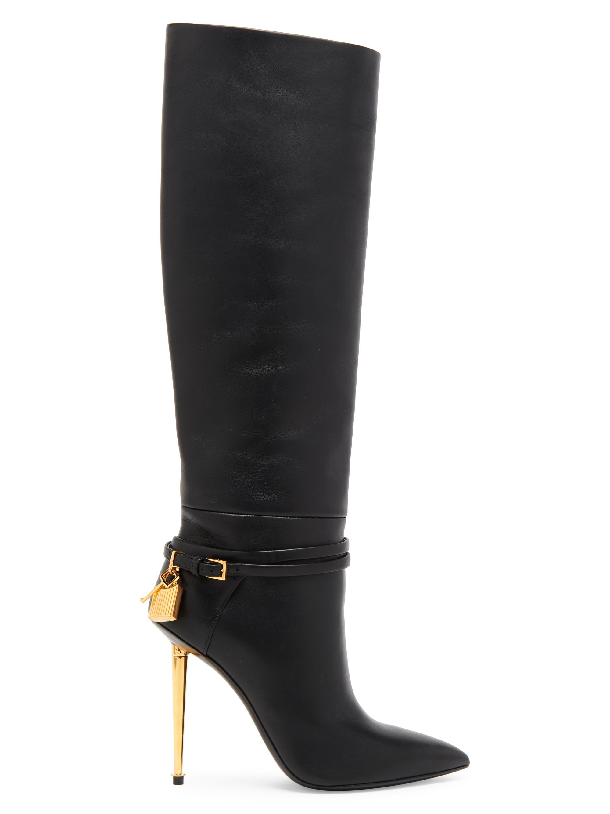 TOM FORD Women's 105MM Leather Stiletto Knee-Hight Boots - Black