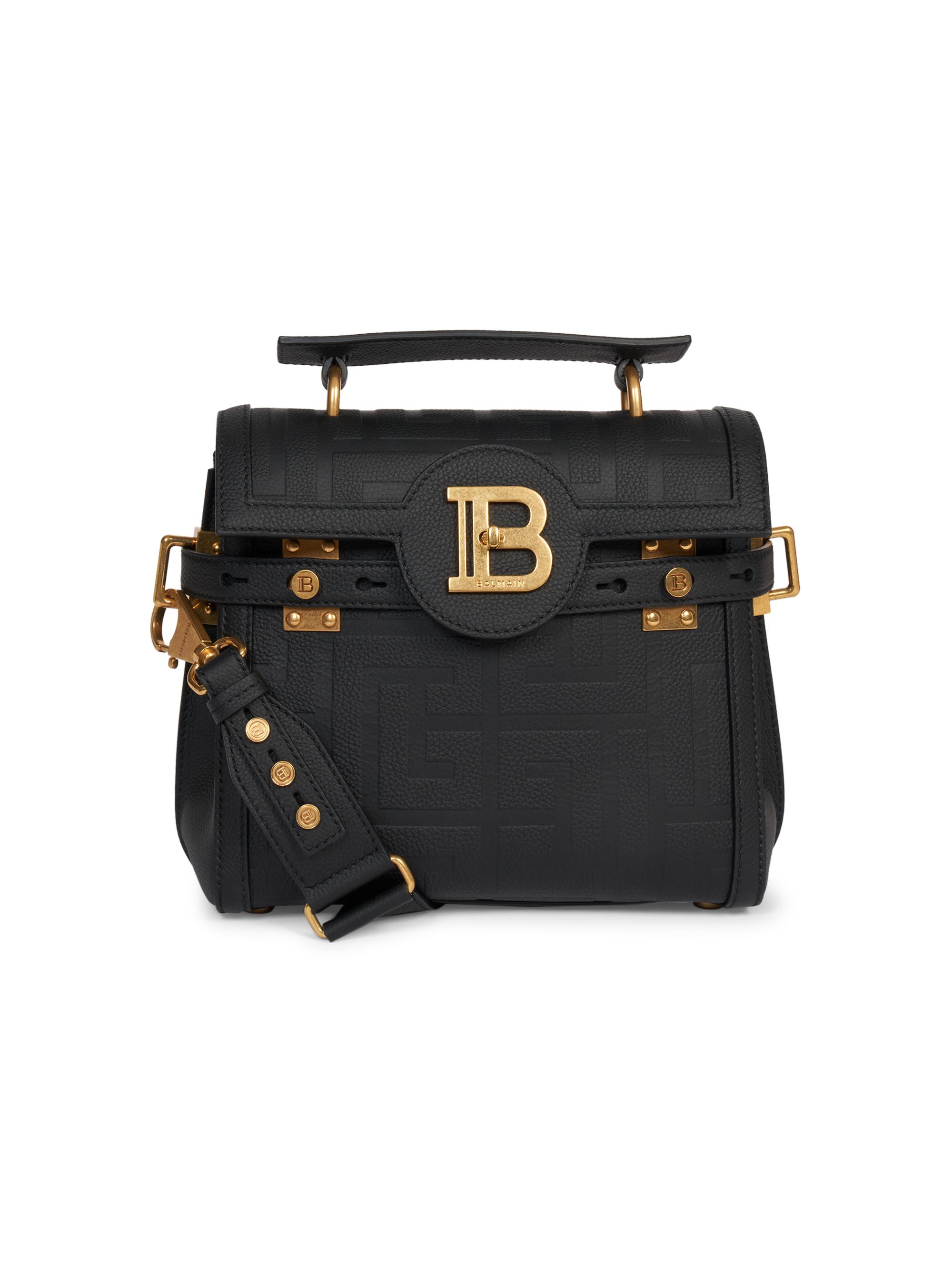 Balmain Women's B-Buzz 23 Monogram-Embossed Leather Top-Handle Bag - Noir